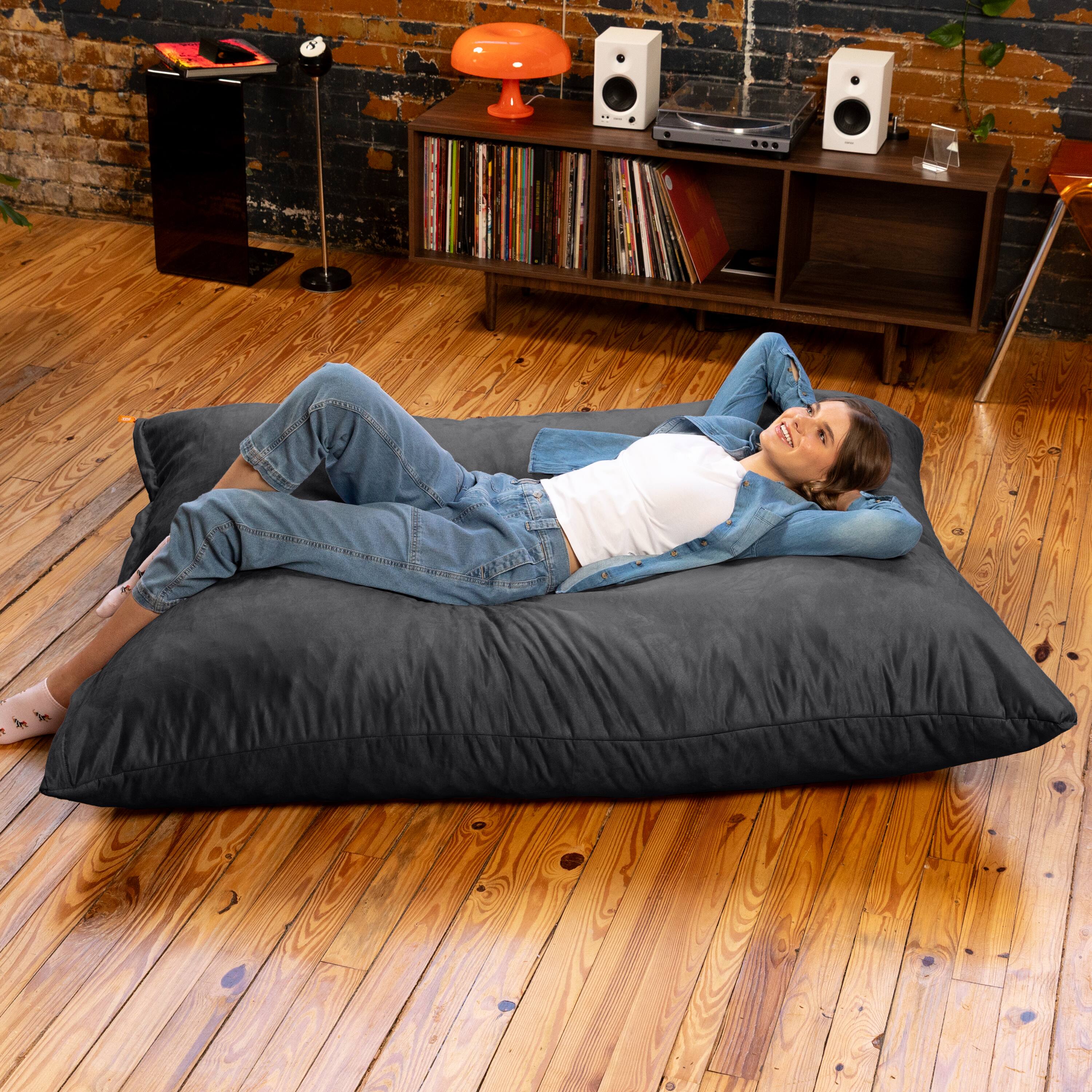 Alt View 1. Jaxx - Jaxx Pillow Saxx 5.5-Foot - Huge Bean Bag Floor Pillow and Lounger, Black - Black.