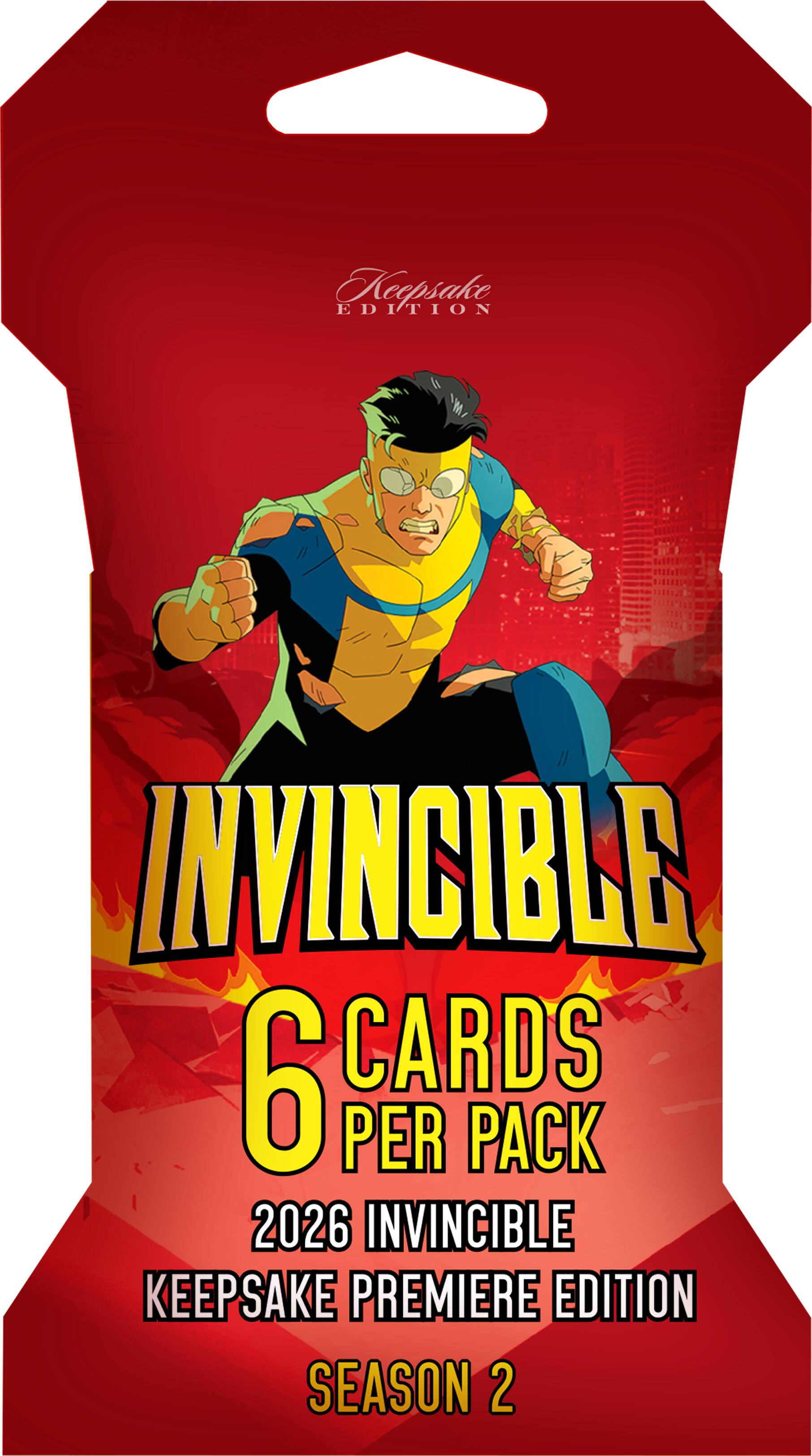 Keepsake Edition  
Invincible  
6 Cards Per Pack  
2026 Invincible Keepsake Premiere Edition  
Season 2