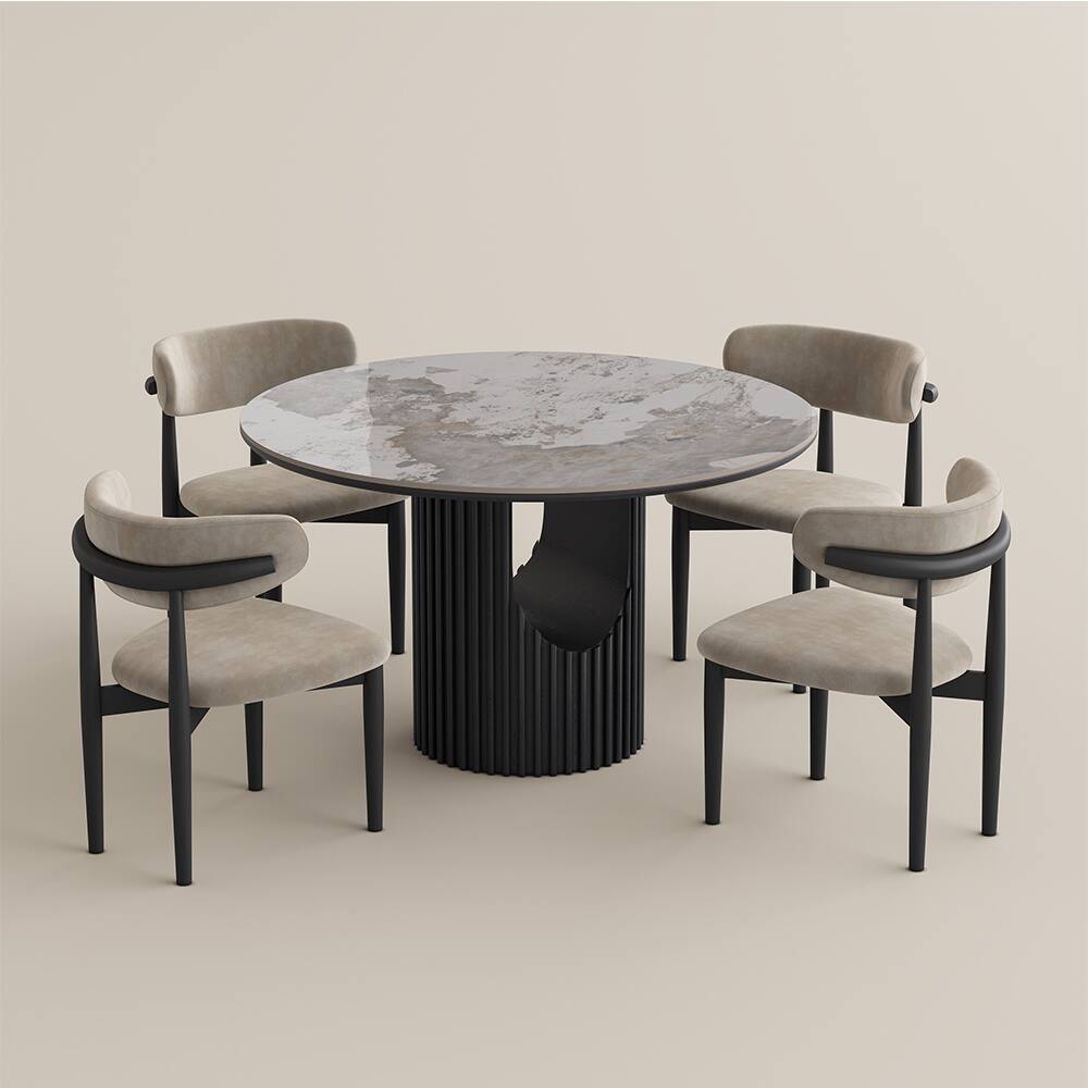 Alt View 8. POVISON - 47"Modern  Round Dining Table for 4 Pandora Sintered Stone Dining Table for Small Spaces, Breakfast Nooks & Apartments - Pandora.
