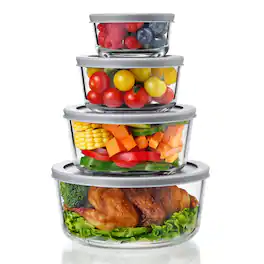 Sorbus - 4 Pack Glass Meal Prep & Food Storage Containers with Airtight Lids Microwave & Freezer Safe - Clear