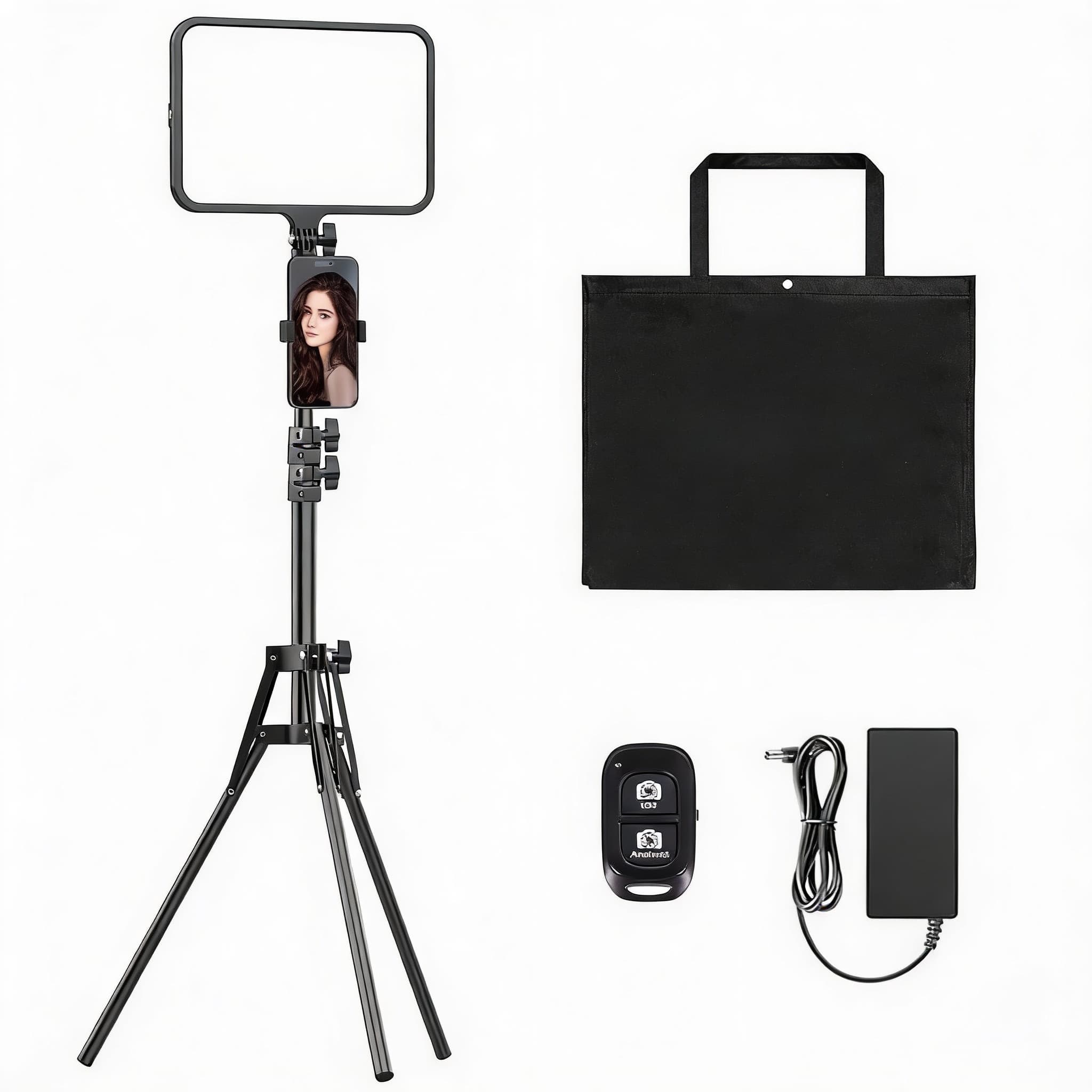 OMOMMD - Led Video Light Kit Photography Lighting Studio Lights With Tripod Stand And Phone Holders Podcast For Reco - 1-pack