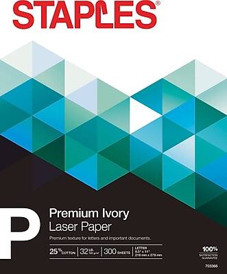 Staples - 30% Recycled 8.5" x 11" Multipurpose Paper, 32 lbs., 100 Brightness, 300/Pack (358C-STP) - Ivory
