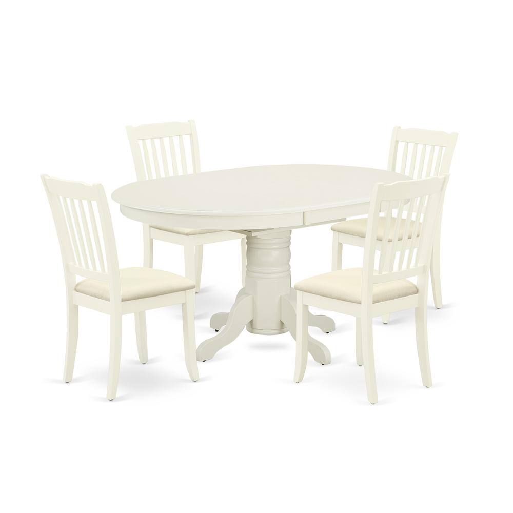 Back. East West Furniture - Dining Room Set Linen White - Brown.