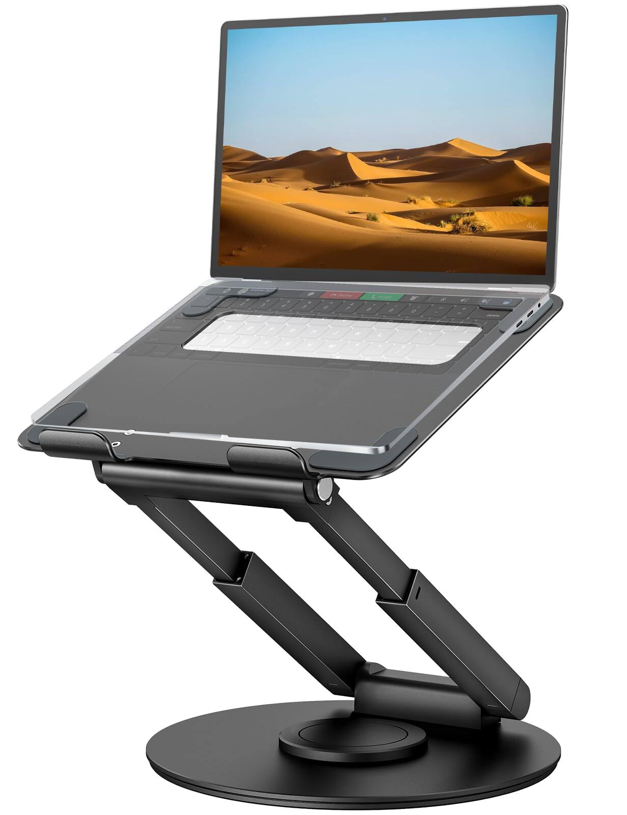 Front. Hanke - Telescopic Laptop Stand For Desk With 360 Swivel Base Sit To Height Adjustable Portable Riser Holder Good P... - Black.