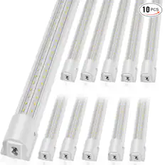 Front. VEVOR - 10 Pack LED Shop Light,4 FT, 40W Linkable Shop Light Fixture,6500 LM Ceiling Lights 59 in Power Cords with ON/OFF Switch - White.