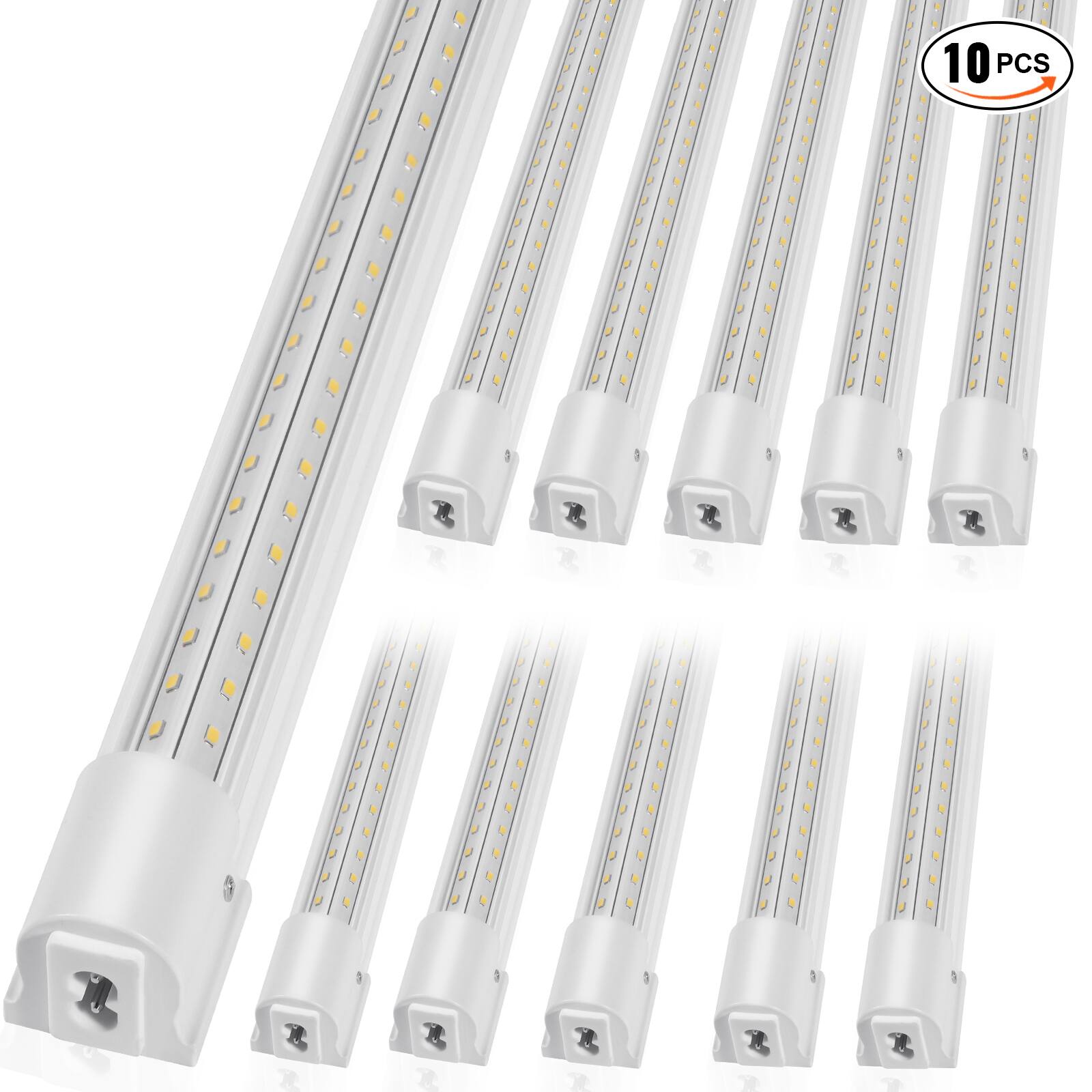 VEVOR - 10 Pack LED Shop Light,4 FT, 40W Linkable Shop Light Fixture,6500 LM Ceiling Lights 59 in Power Cords with ON/OFF Switch - White