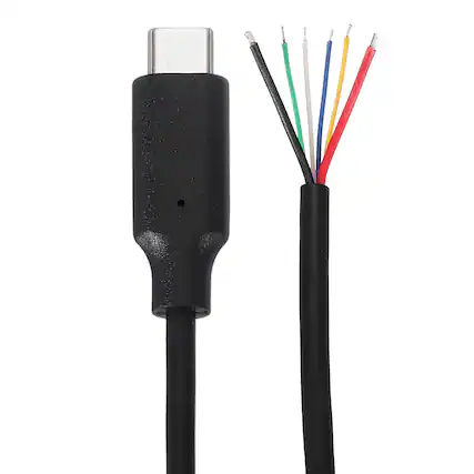 Front. Unique Bargains - 0.3M USB C Male to 6-Pin Bare Wire Pigtail, 20AWG 12V 5A, for DIY Keyboard/Fan Repair - Black.