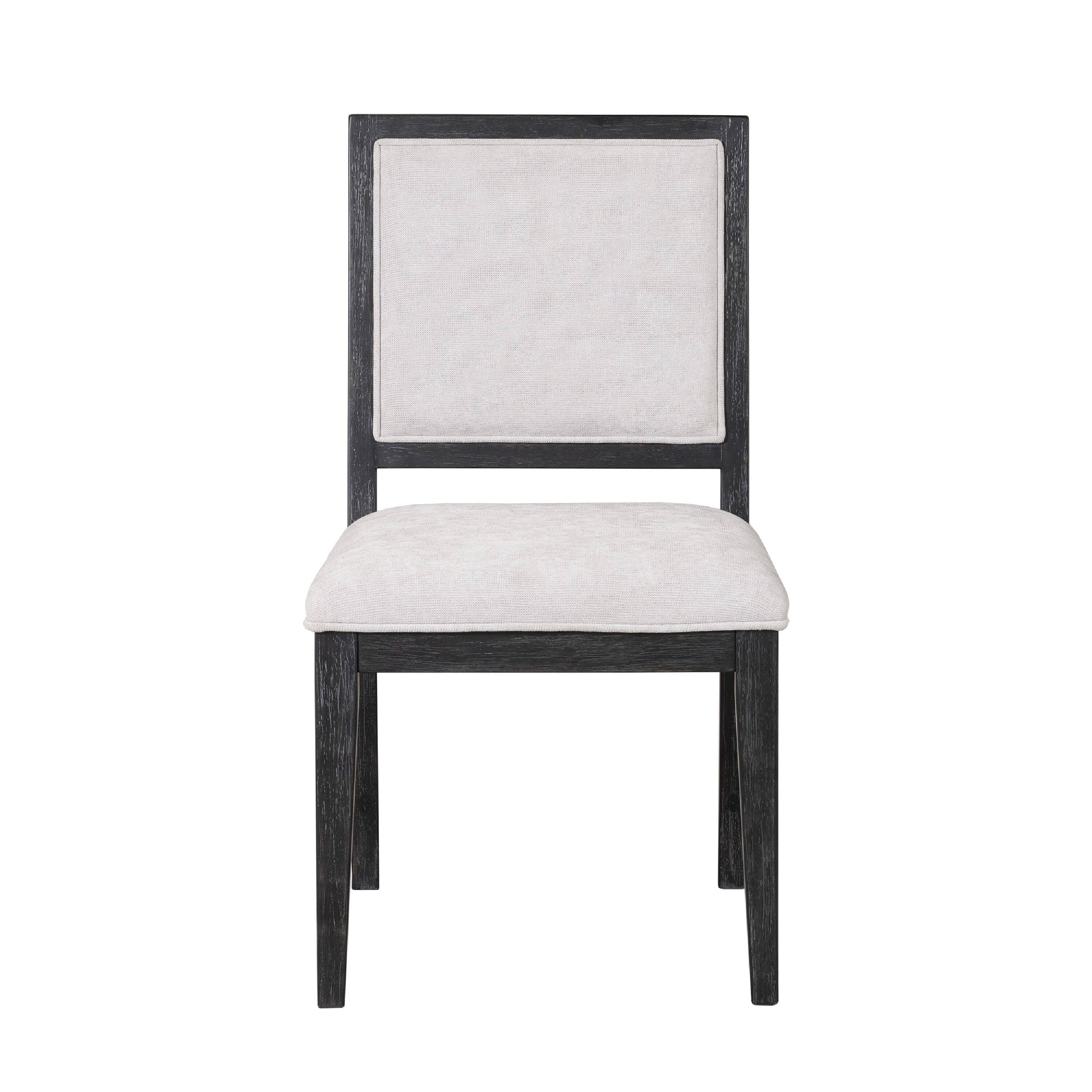 Alt View 1. Manhattan Lane - Kizie Dining Side Chair Set of 2, Farmhouse Panel Design, Black Wood - Black, White.