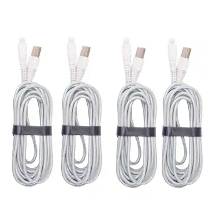 Front. Stock Preferred - 4x 10ft Nylon Braided Lightning Cable for iPhone 14/13/12/11/X/Pro Max – Fast Charging & Data Sync.