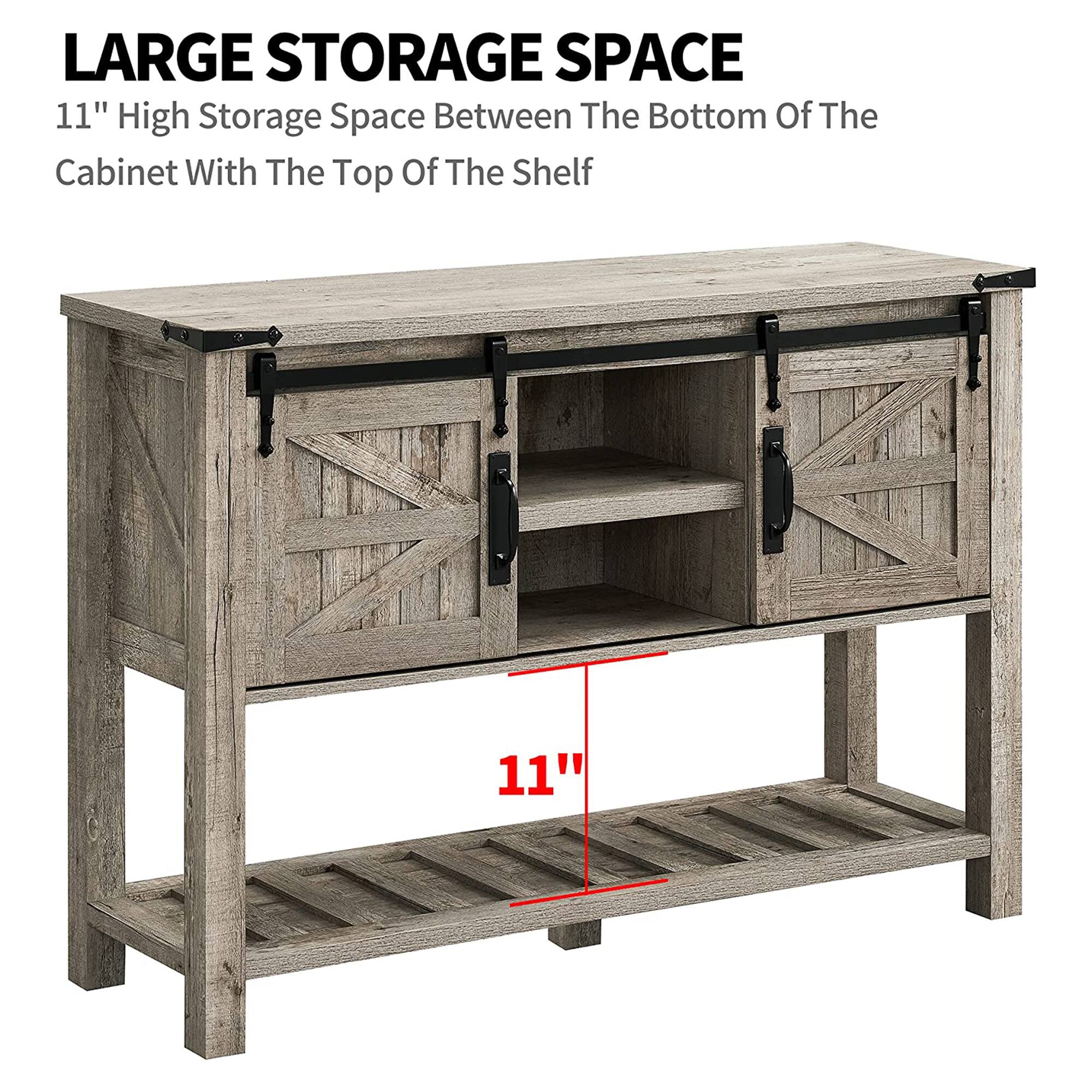 LARGE STORAGE SPACE  
11" High Storage Space Between The Bottom Of The Cabinet With The Top Of The Shelf