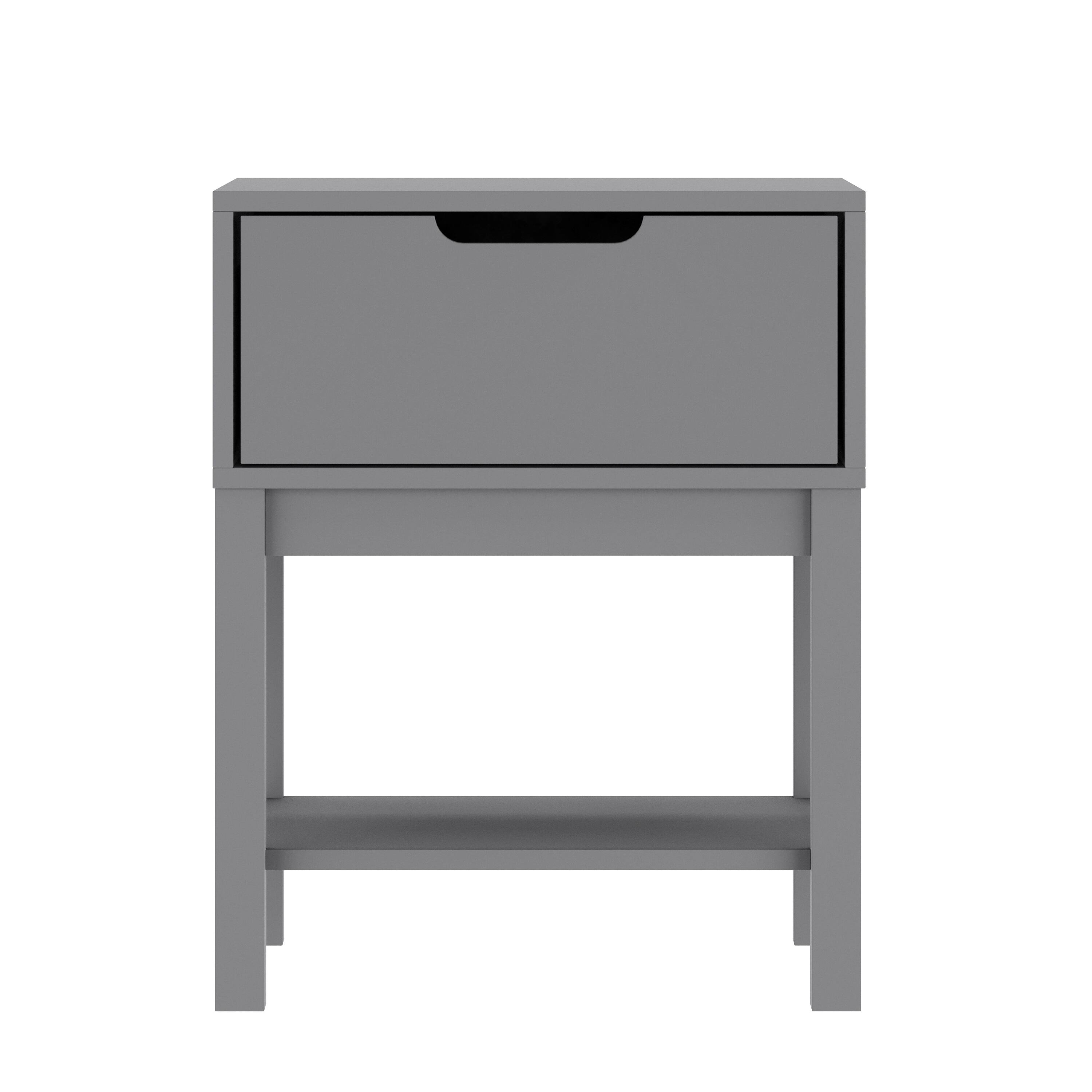Alt View 7. Emma + Oliver - Samuel Kids Single-Drawer Night Stand with Solid Wood Frame, Side Table for Kids Bedroom with Open Shelf - Gray.
