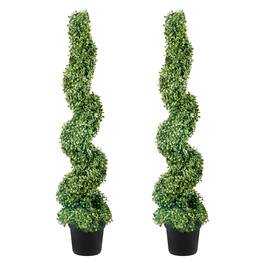 VEVOR - 2 pcs. Artificial Boxwood Tower Topiary Spiral Artificial Plant 122cm high Decorative Plant Plastic PE Iron - Green