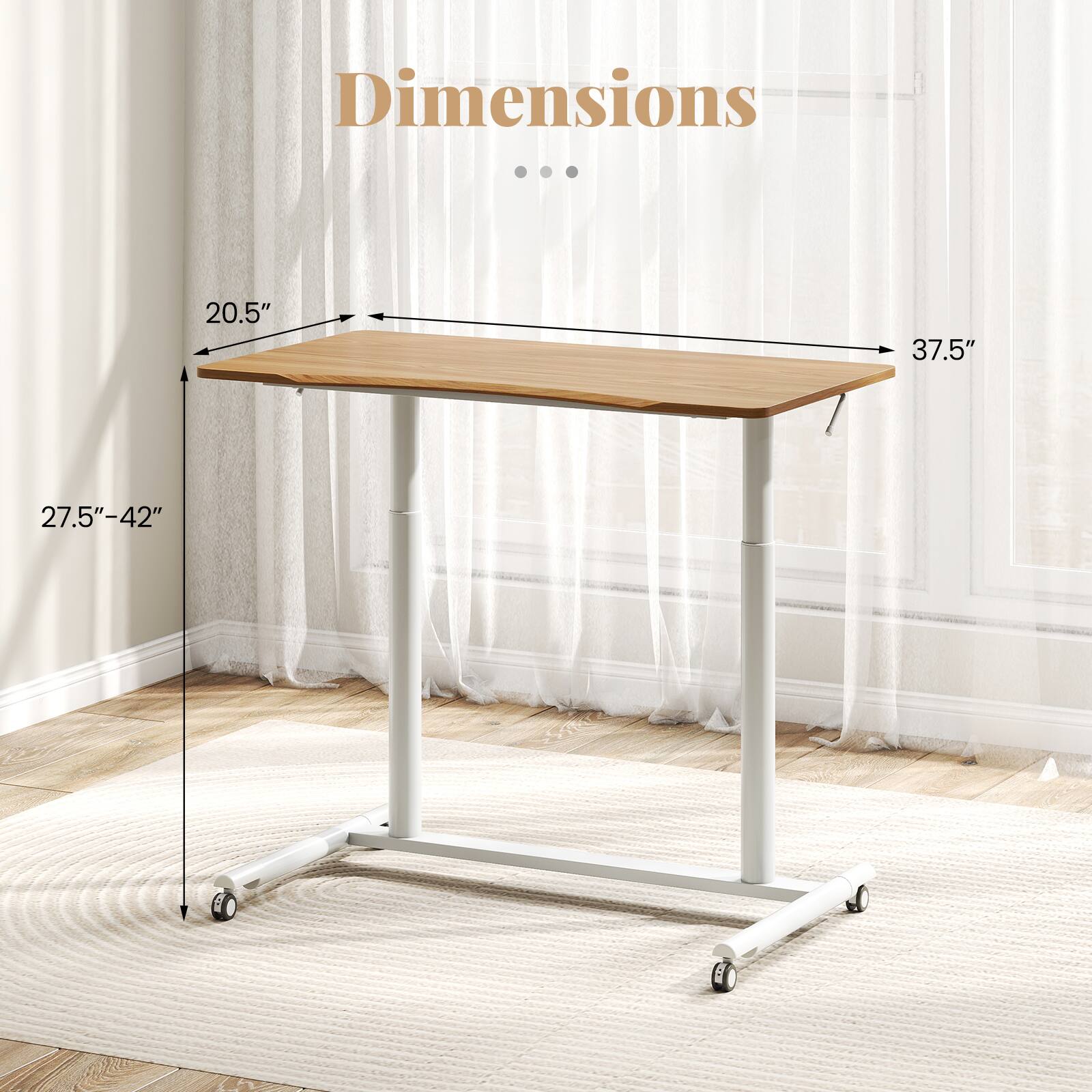 Dimensions
20.5"
37.5"
27.5"-42"