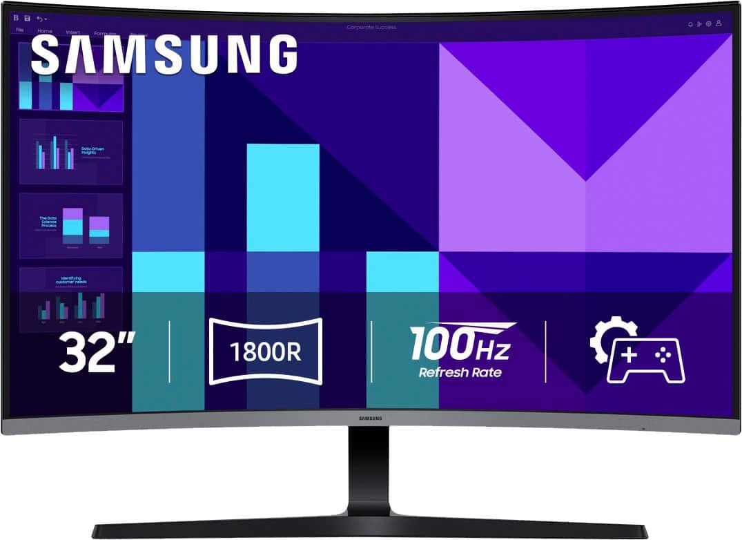 Samsung - 32" S39GD Series Curved FHD 100Hz Monitor with Built-in Speakers (HDMI, D-Sub) - Black - Front_Zoom