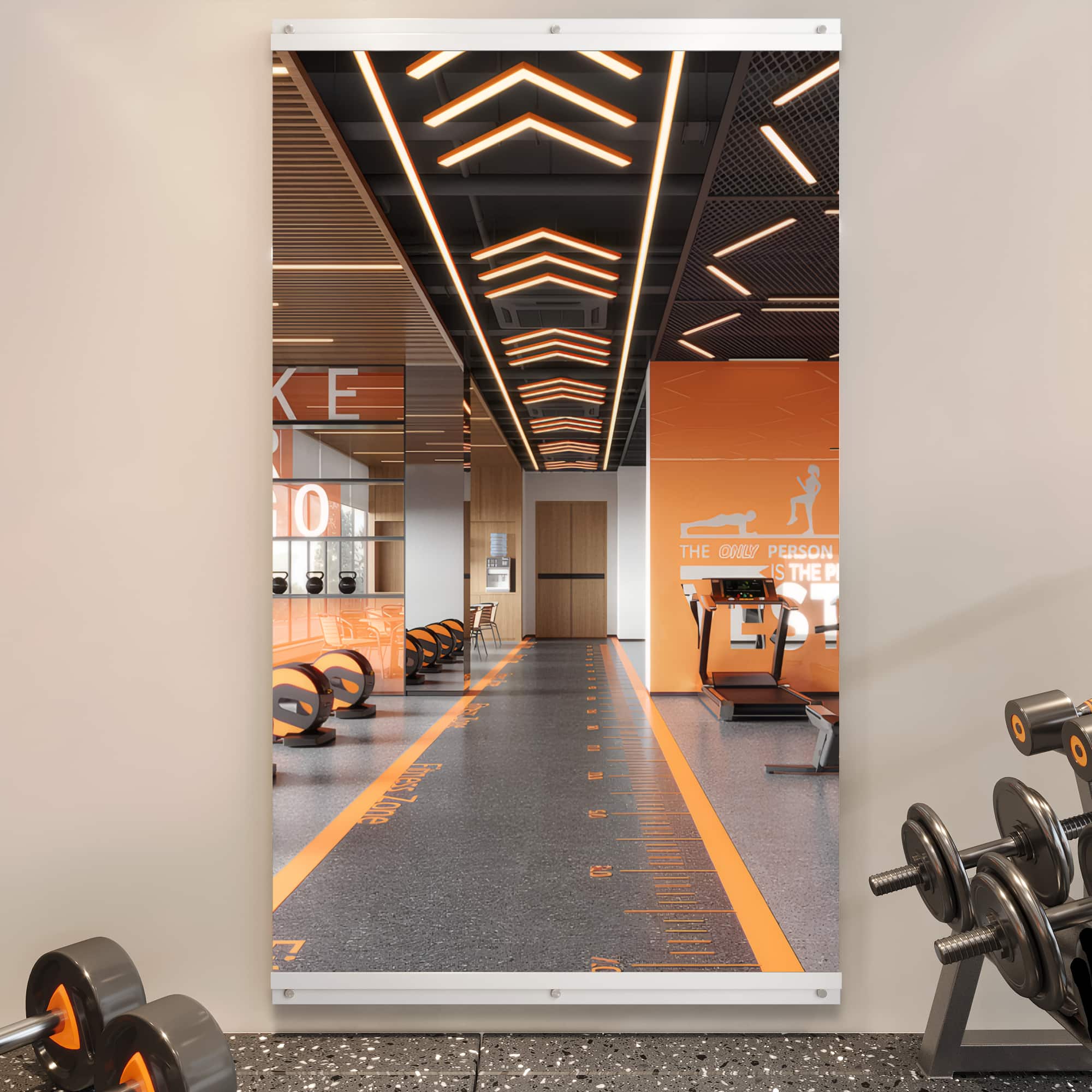 LOVMOR - 36 in. W x 60 in. H Modern Rectangle Frameless Wall-Mounted Gym Mirror Dance Mirror - Silver