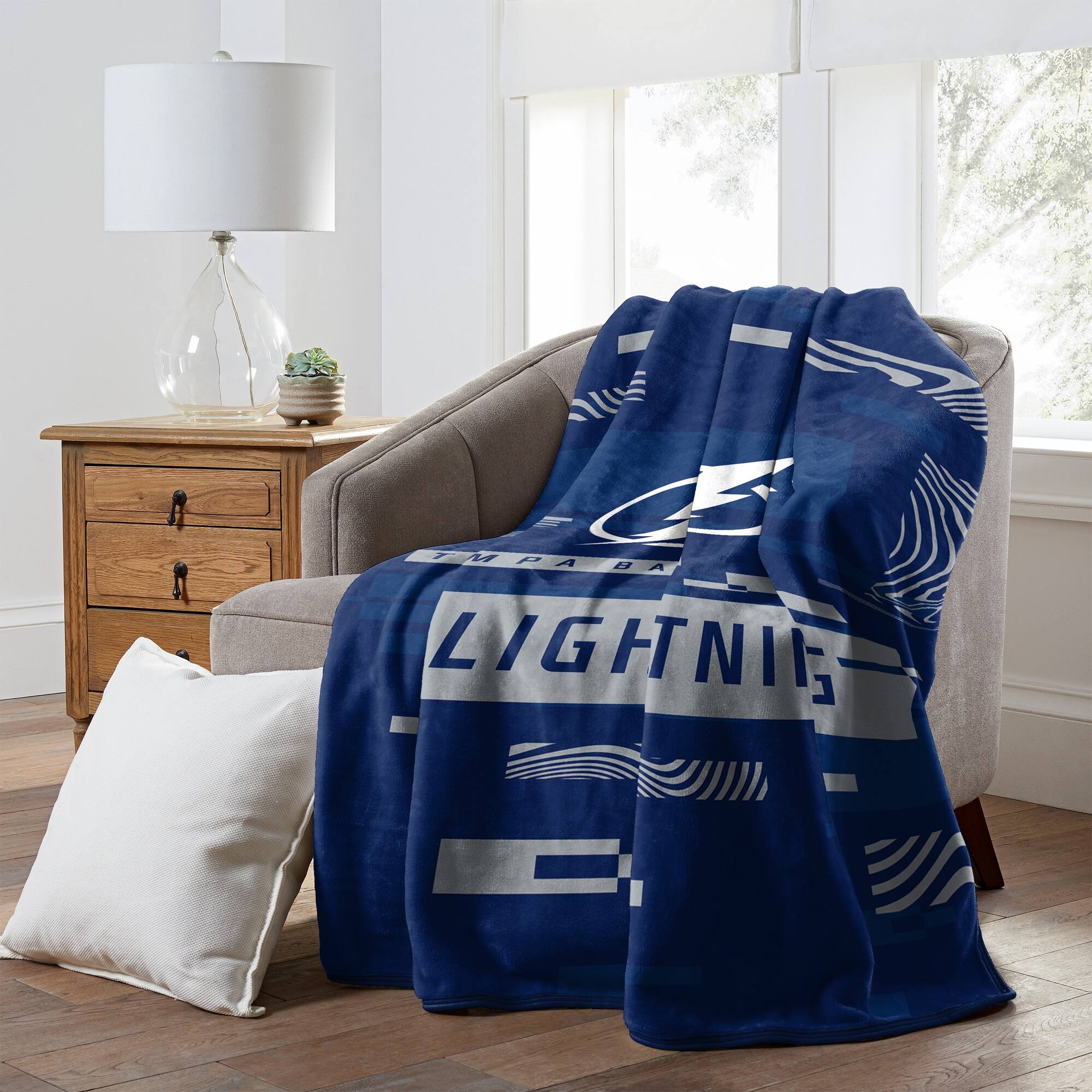 Alt View 1. Northwest - Tampa Bay Lightning 50" x 60" Digitize Raschel Throw Blanket - Navy.