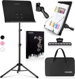 CAHAYA - Music Stand for Sheet Music - Dual-use Converts to Desktop Stand Portable & Foldable 31.4-57in CY000194 - Black