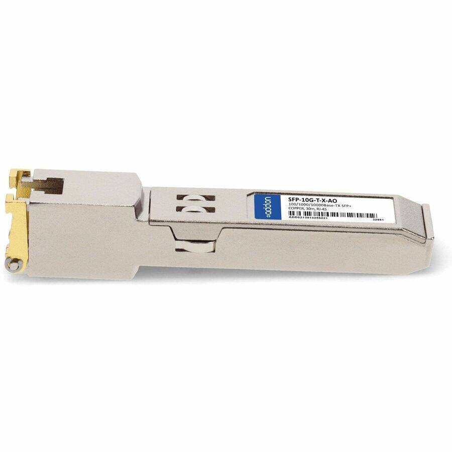SFP-10G-T-X-AO  
100/1000/10000e-TX  
1000Base-T  
COPPER  
30m, RJ45  
SFP+