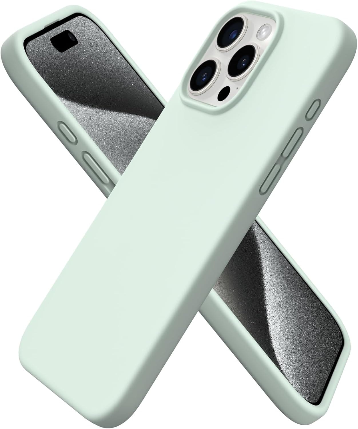 Ornarto - Compatible with iPhone 15 Pro Max Case 6.7", Slim Liquid Silicone Full Covered Protective Cover - Light Green