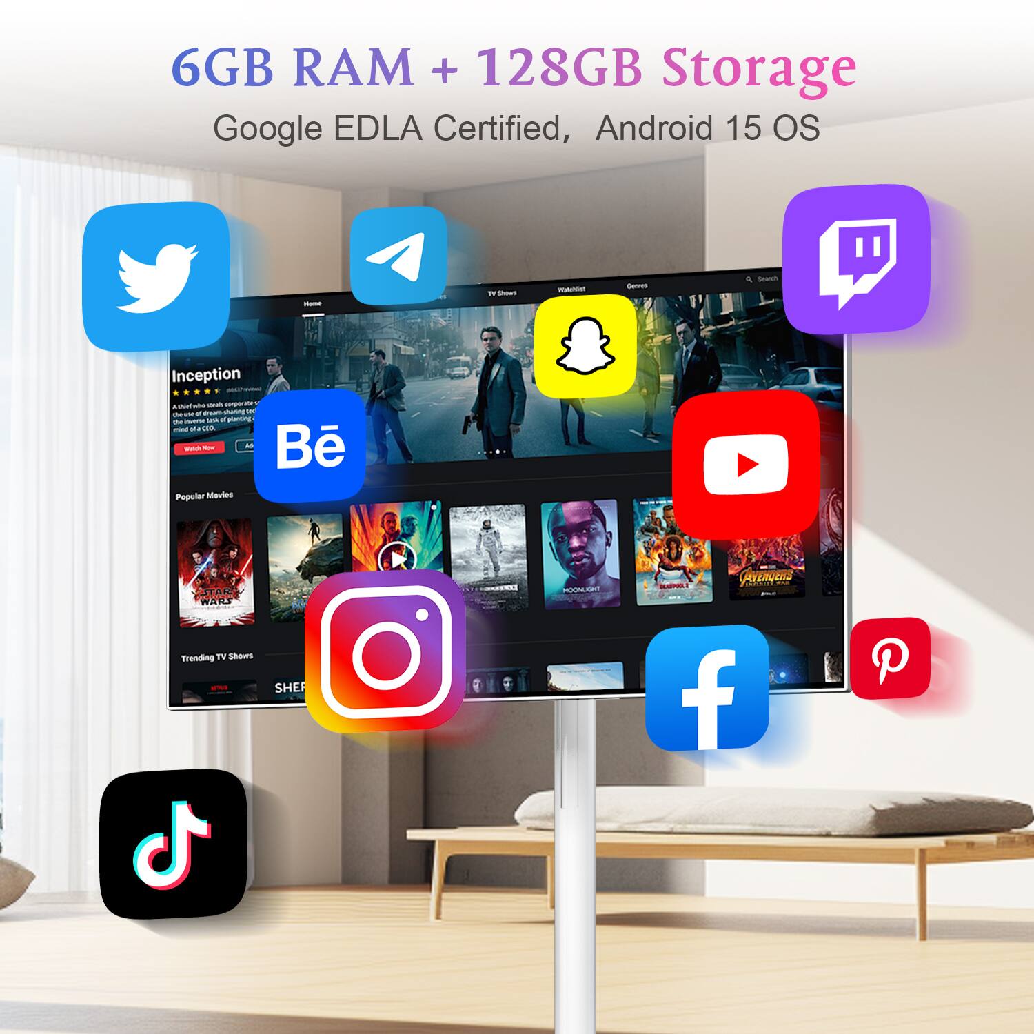 6GB RAM + 128GB Storage Google EDLA Certified, Android 15 OS

Home
TV Shows
Watchlist
Genres
Search
Inception
Popular Movies
STAR WARS
Trending TV Shows
SHE
MOONLIGHT
AVENGERS