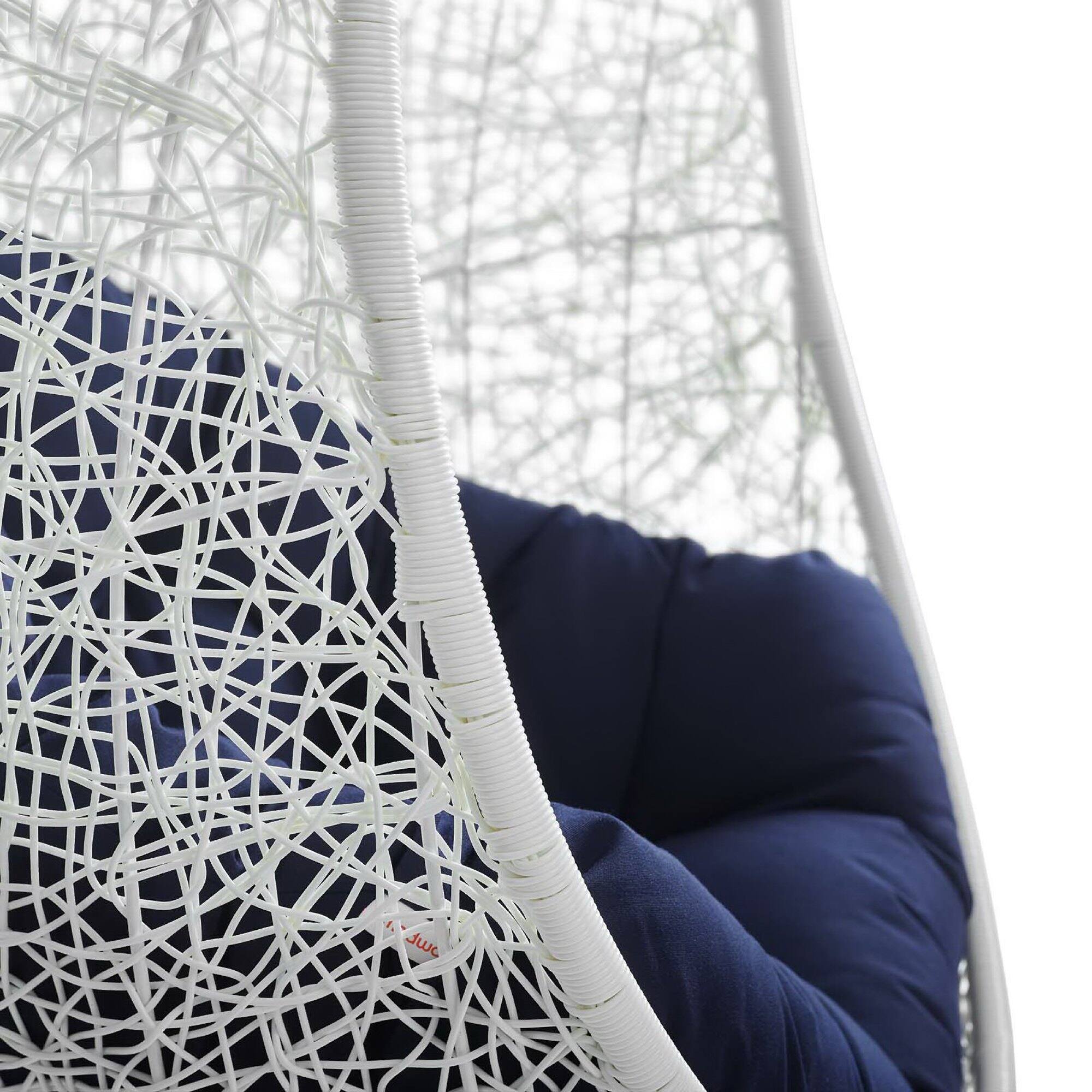 Alt View 1. Modway - Hide Outdoor Patio Sunbrella® Swing Chair With Stand by Modway - White Navy.