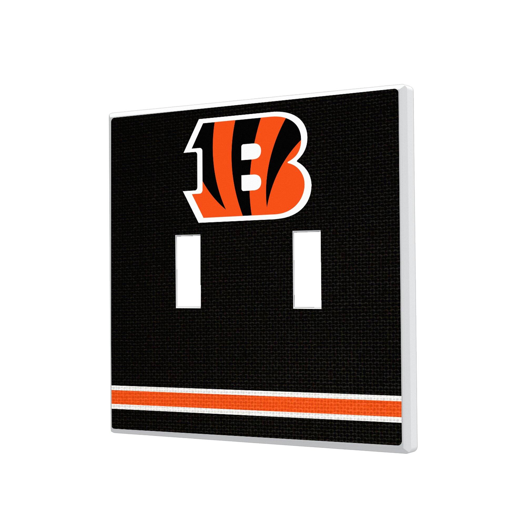 Keyscaper - Cincinnati Bengals Stripe Double Toggle Light Switch Plate - Multicolor