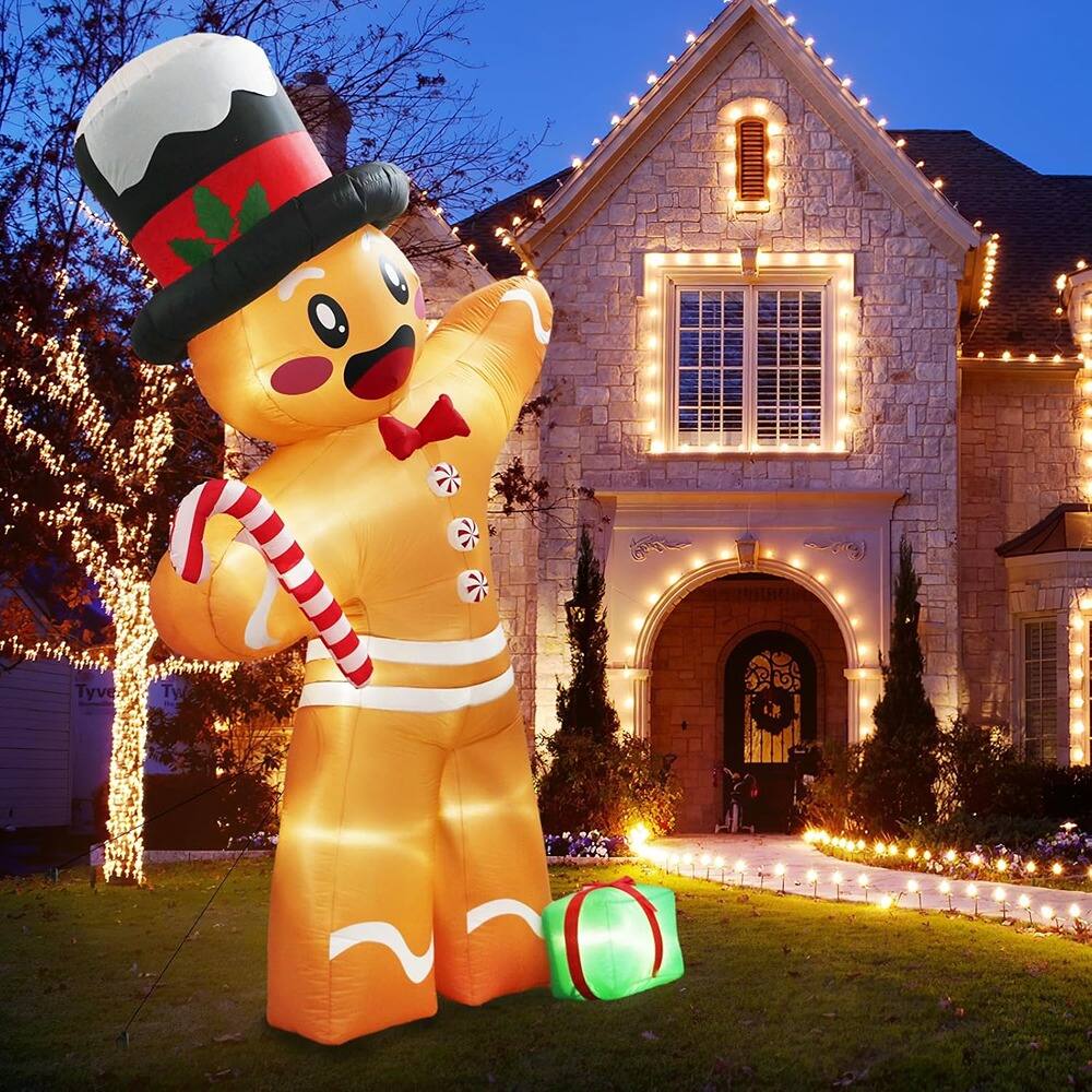 Alt View 1. PARKER SLATER - 12FT Gingerbread Christmas Inflatable – Outdoor Yard Decor with 8 LED Lights - Colorful.