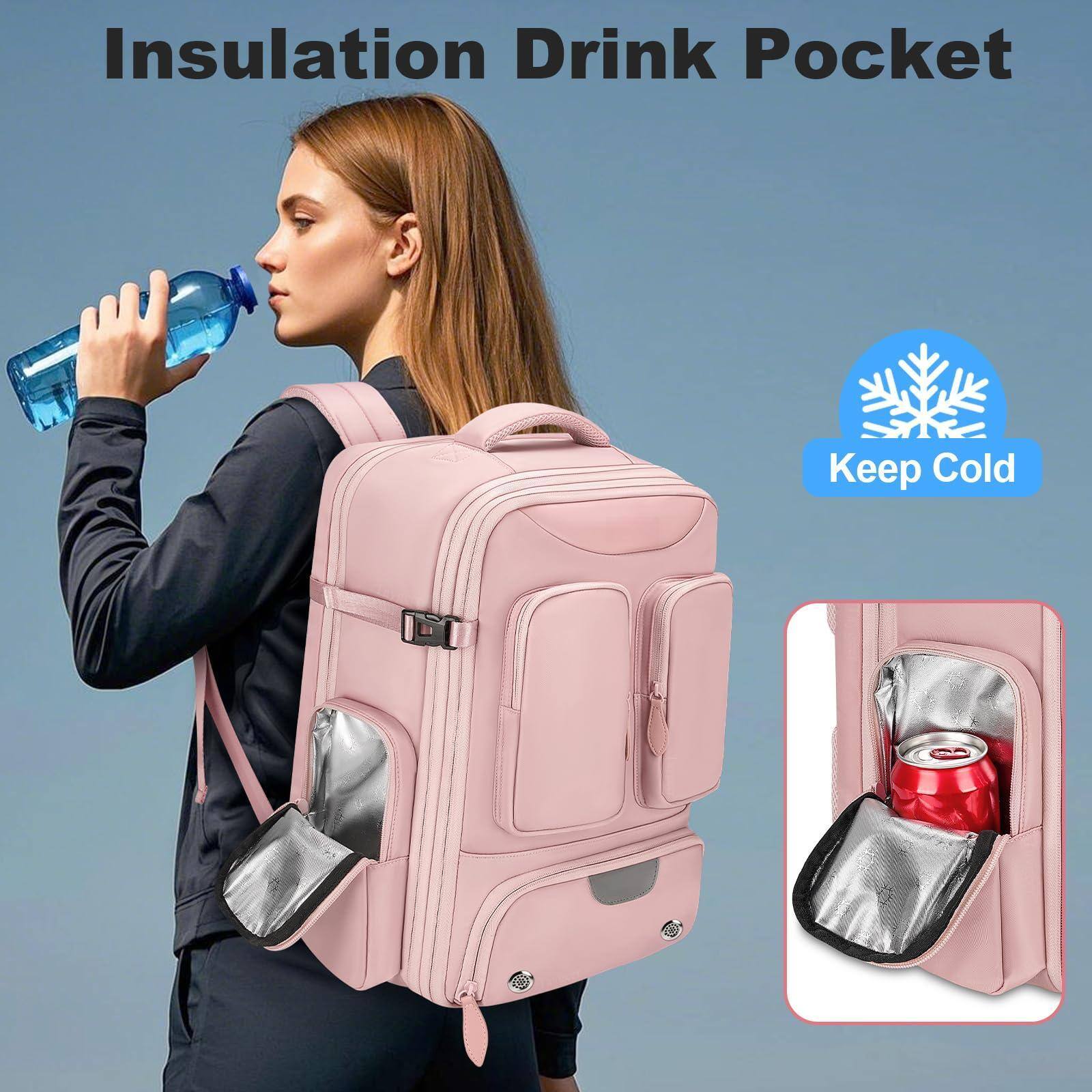 Alt View 5. Cozy Serene - Vacuum Backpack  Expandable Seal Carry On With Rain Cover 17'' Laptop Backpacks Travel Shoe Compartment Tsa Approved - Default.