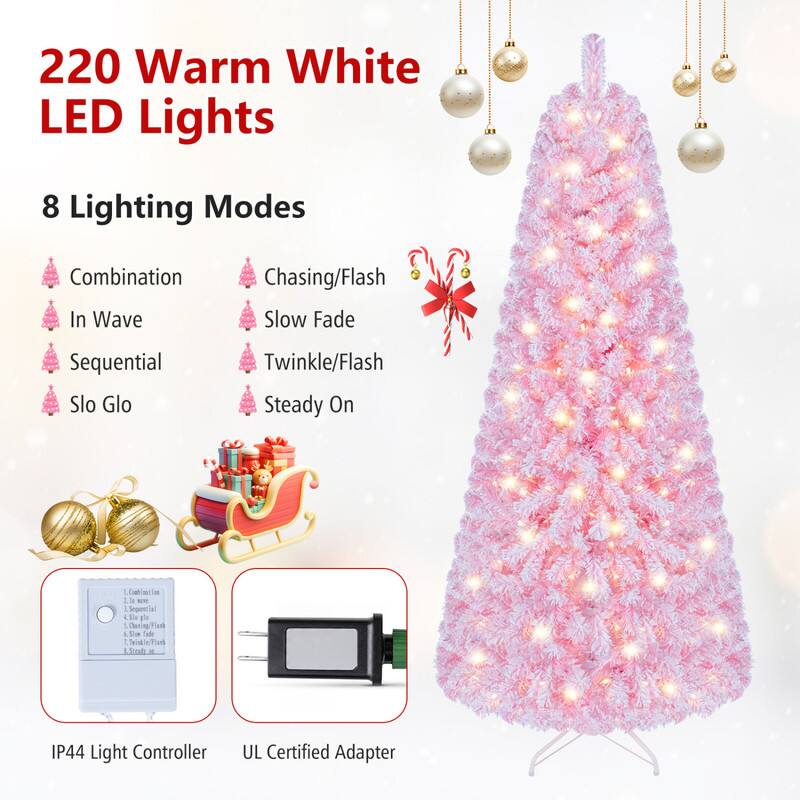 220 Warm White LED Lights

8 Lighting Modes
- Combination
- In Wave
- Sequential
- Slo Glo
- Chasing/Flash
- Slow Fade
- Twinkle/Flash
- Steady On

IP44 Light Controller
UL Certified Adapter