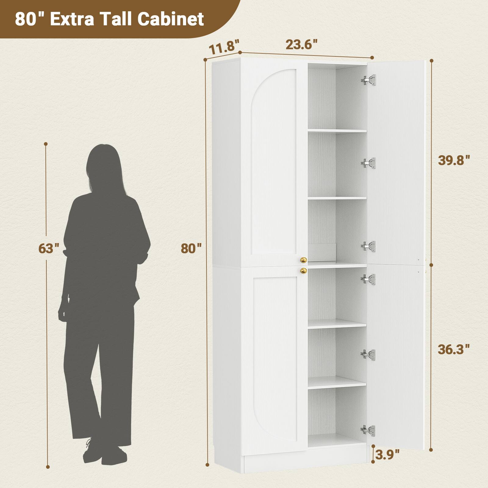 80" Extra Tall Cabinet

11.8"  
23.6"  
39.8"  
63"  
80"  
36.3"  
3.9"