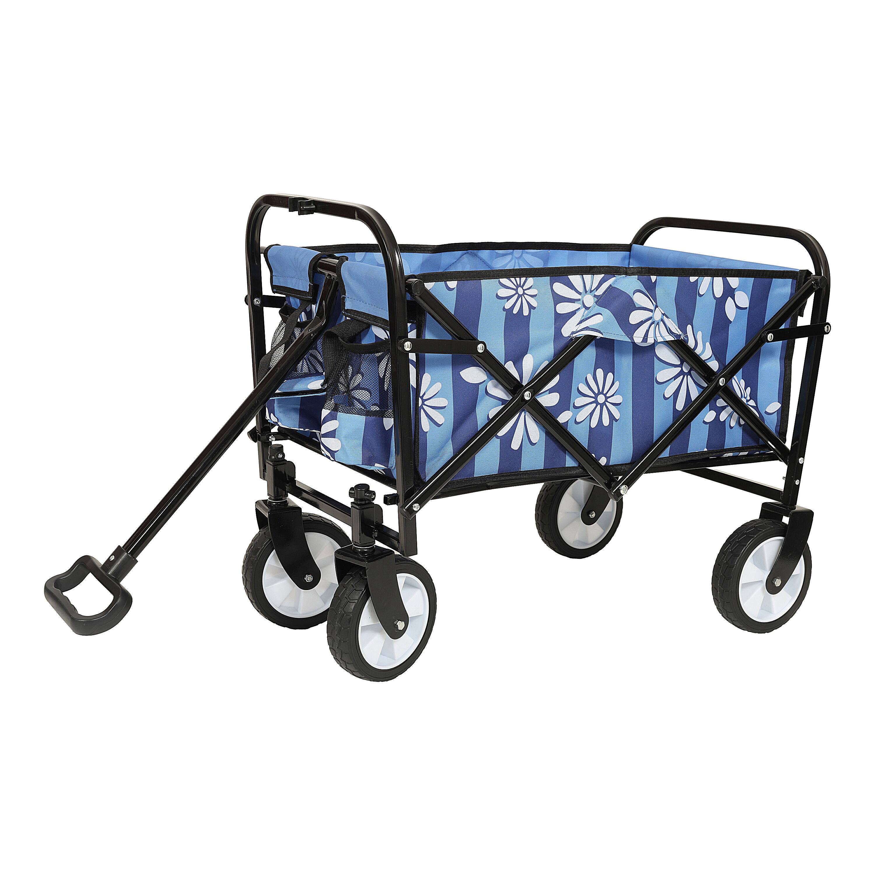 Angle. APRILSOUL - Minimeetall Colorful Collapsible Foldable Wagon Cart with strapping system Supports 225lbs blue vertical - Blue.