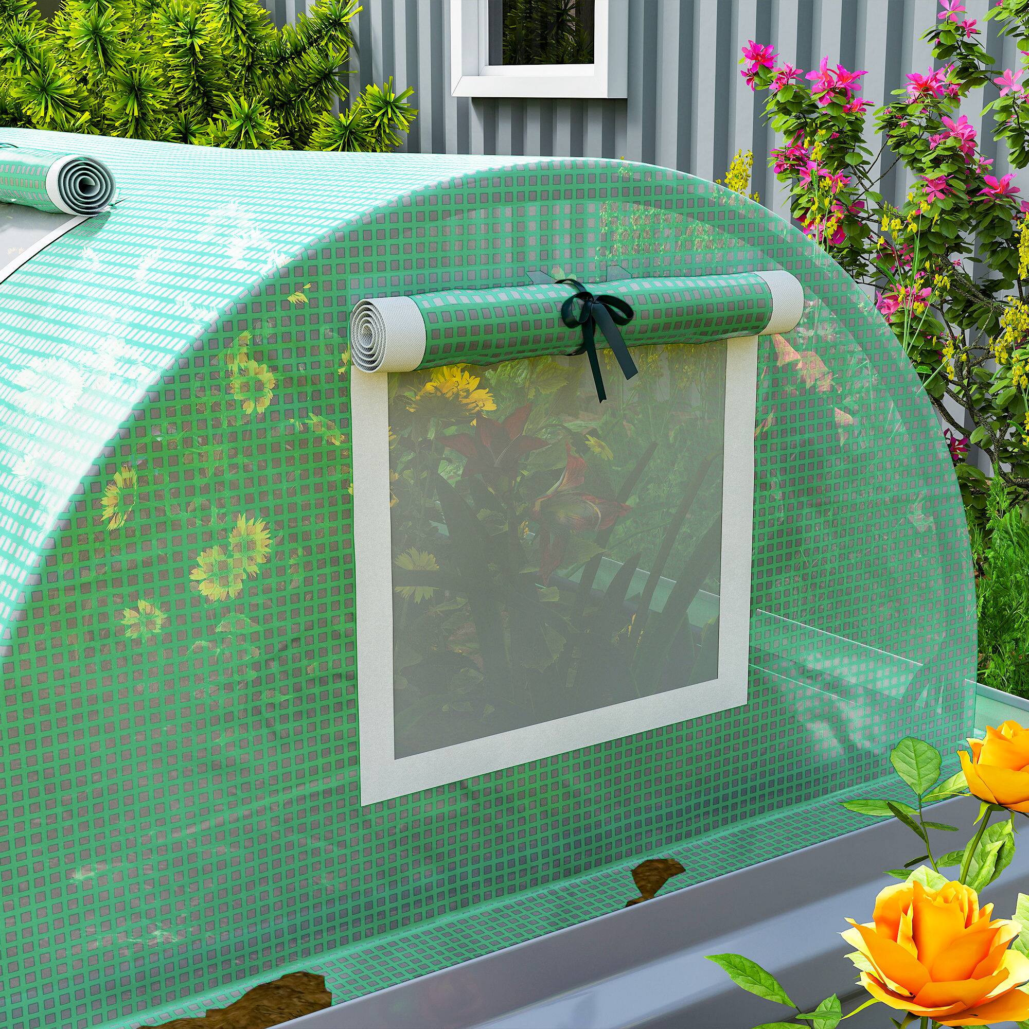 Alt View 8. Outsunny - 10' x 3' x 2' Mini Greenhouse with 5 Mesh Windows, Portable Plant Hot House with PE Cover.