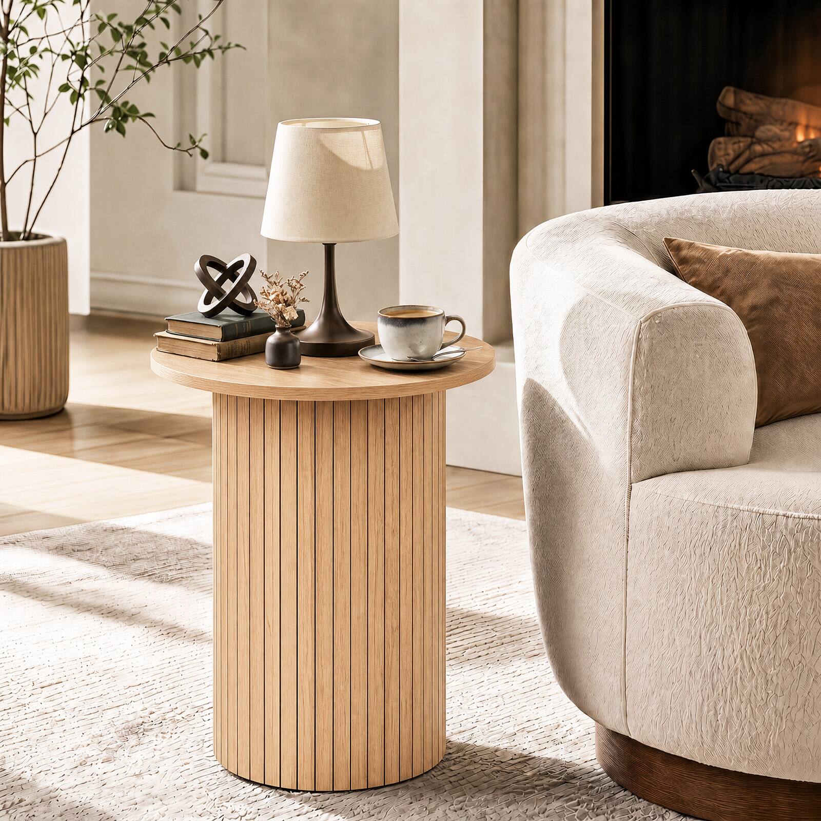 Alt View 5. Costway - Costway 1 PCS Modern Small Wooden Accent Nightstand with Non-Slip Foot Pads for Small Spaces - Natural.