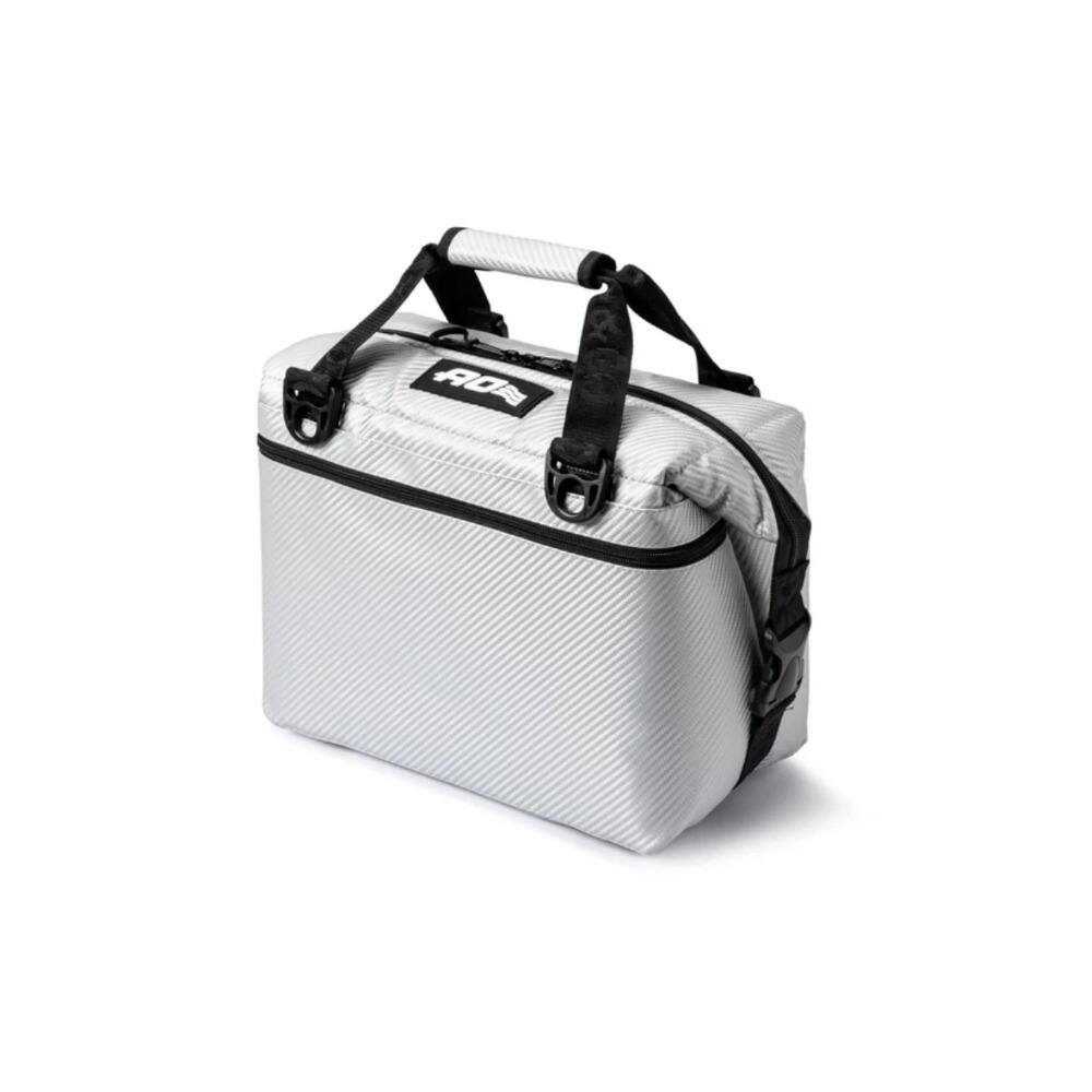 Left. AO Coolers - AO Coolers Carbon Series Leakproof 12 Pack Cooler (Silver) for Food and Drinks - Silver.