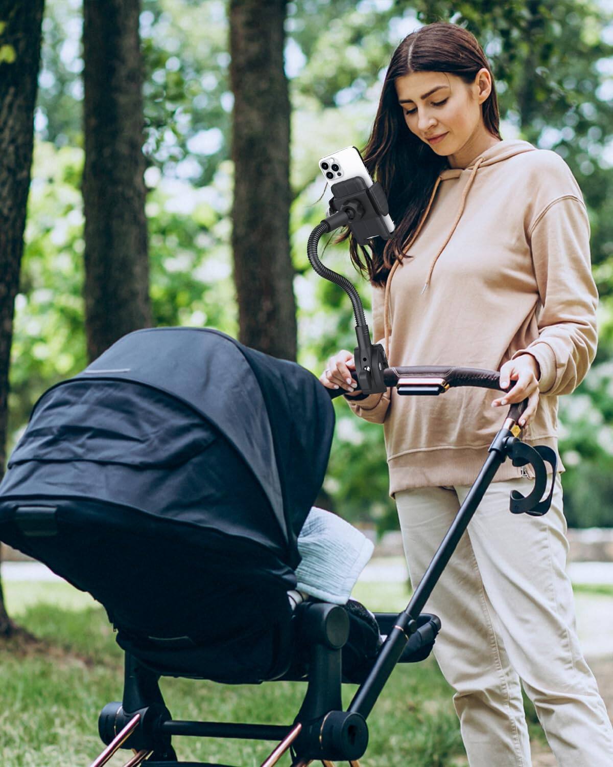 Alt View 2. PO3TICJUNKI3 - Gooseneck Phone Holder Mount For Wheelchair stroller boat treadmill spin Bike mic Stand Cell Handlebar Clamp - Default.