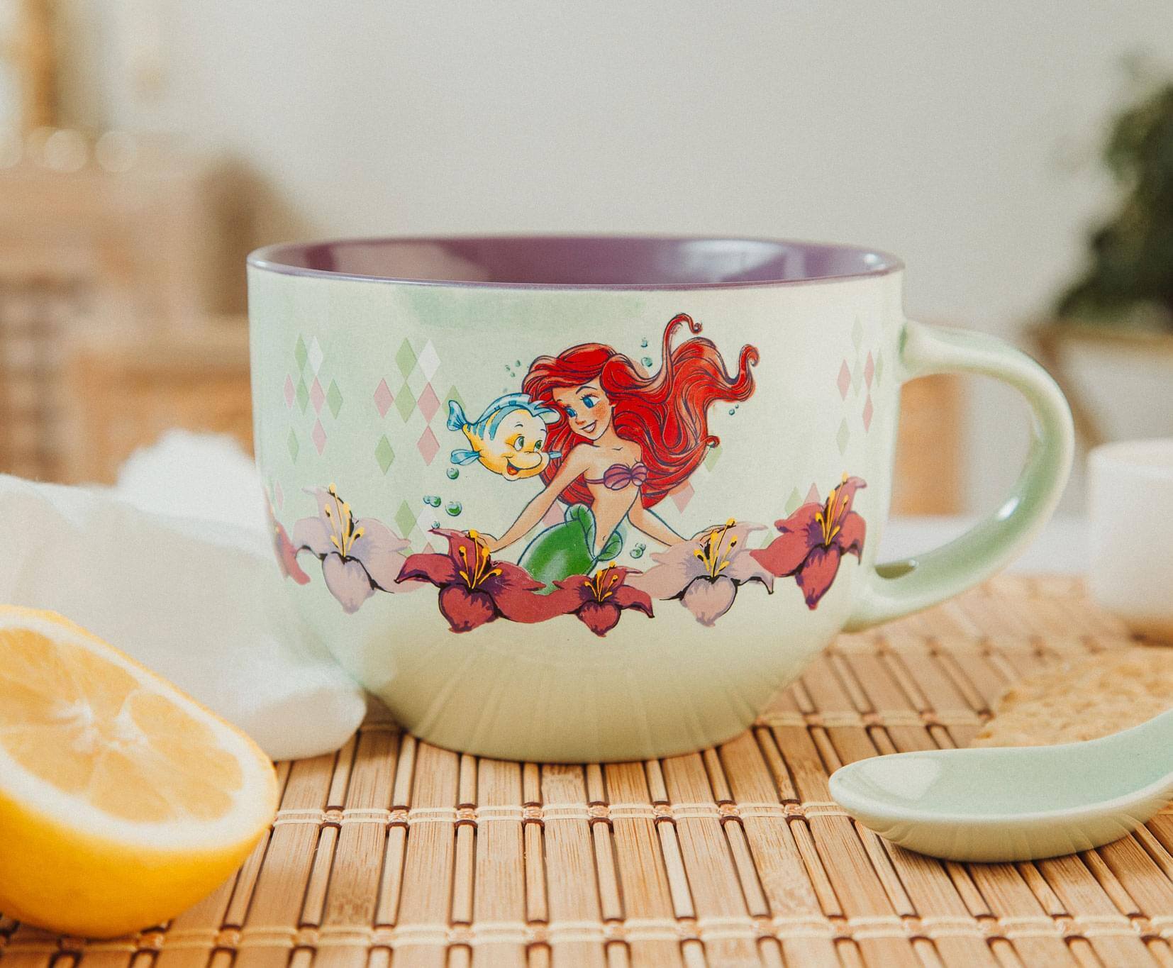 Alt View 2. Silver Buffalo - Disney The Little Mermaid Ariel Ceramic Soup Mug With Spoon | Holds 24 Ounces - Blue.