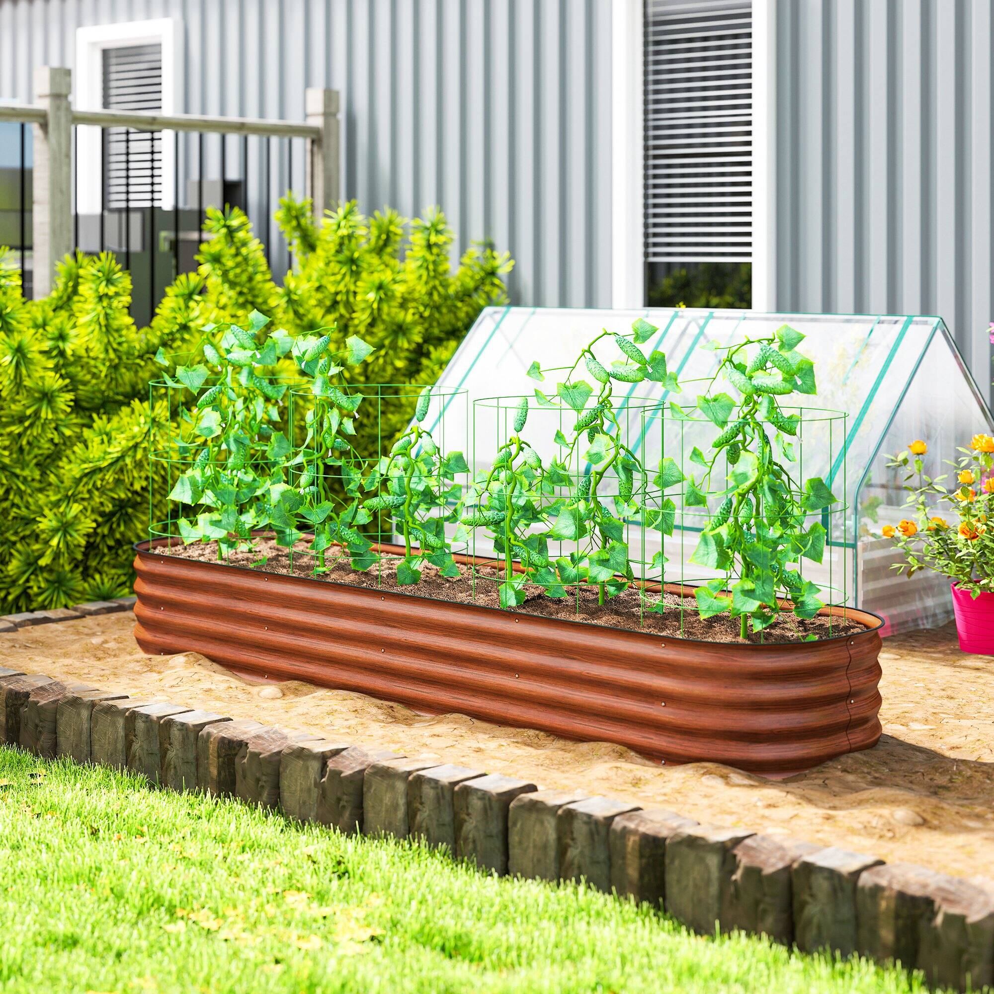 Alt View 1. Outsunny - x 2' x 1' Galvanized Raised Garden Bed Kit - Brown.