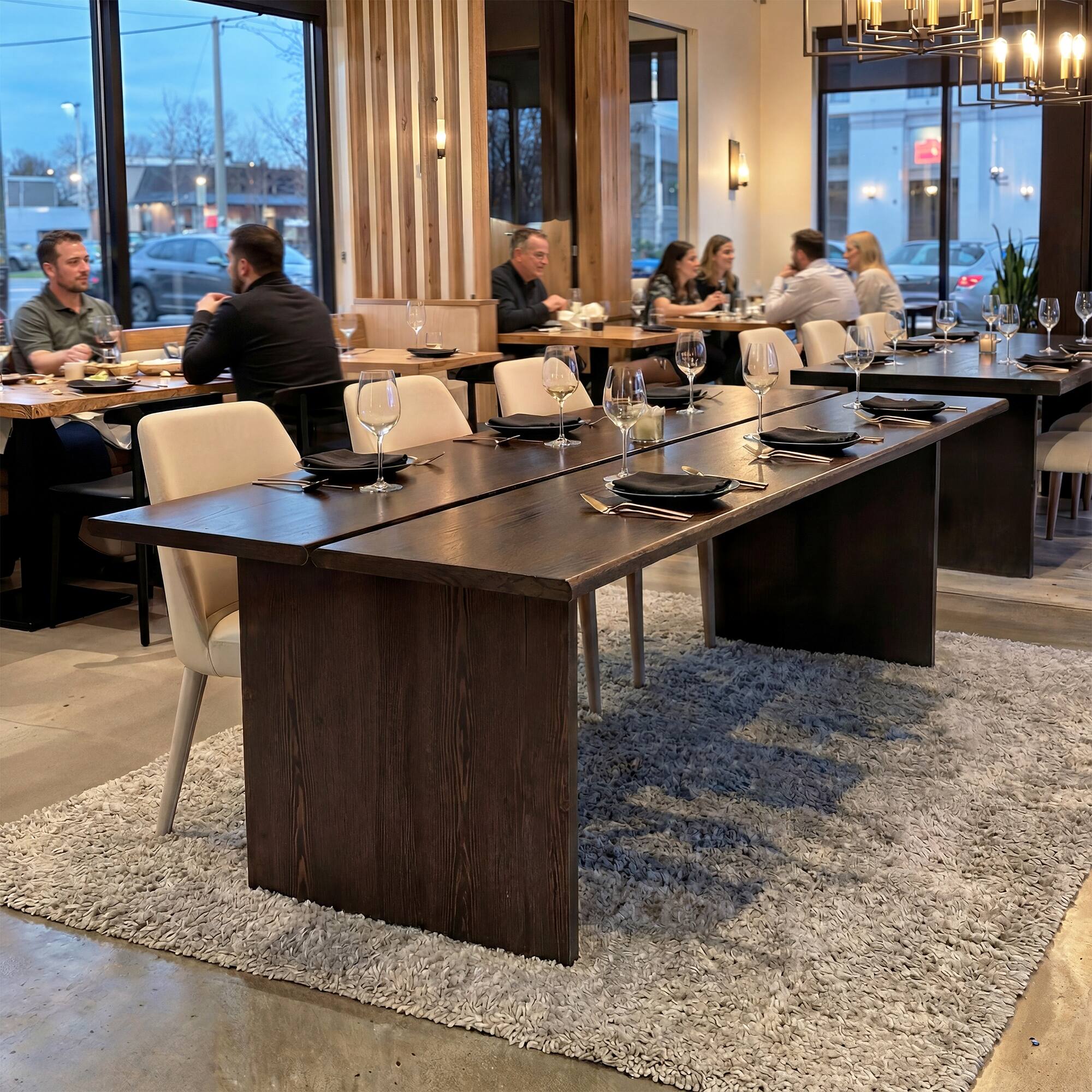 Alt View 7. Homsee - 83.8" Red Oak Veneer Dining & Conference Table – Dark Brown Desk with Cable Management, 330LBS Capacity - Oak.