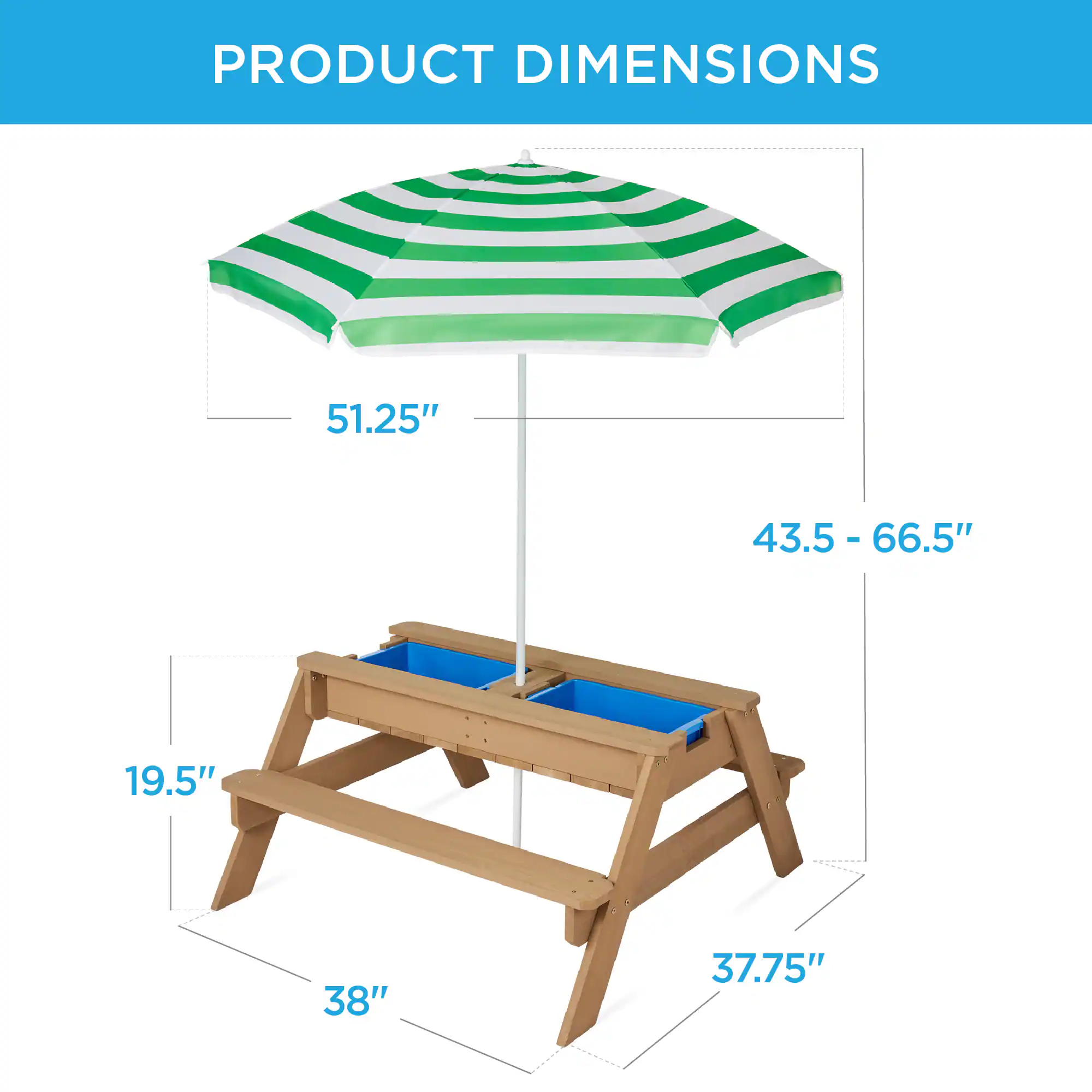 PRODUCT DIMENSIONS

- 51.25"
- 43.5 - 66.5"
- 19.5"
- 38"
- 37.75"