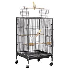 VEVOR - Bird Cage, 18 x 18 x 30 inch, Open Flat Top, Wrought Iron Bird Flight Cage with Perches, Slide-Out Tray and Plastic - Black