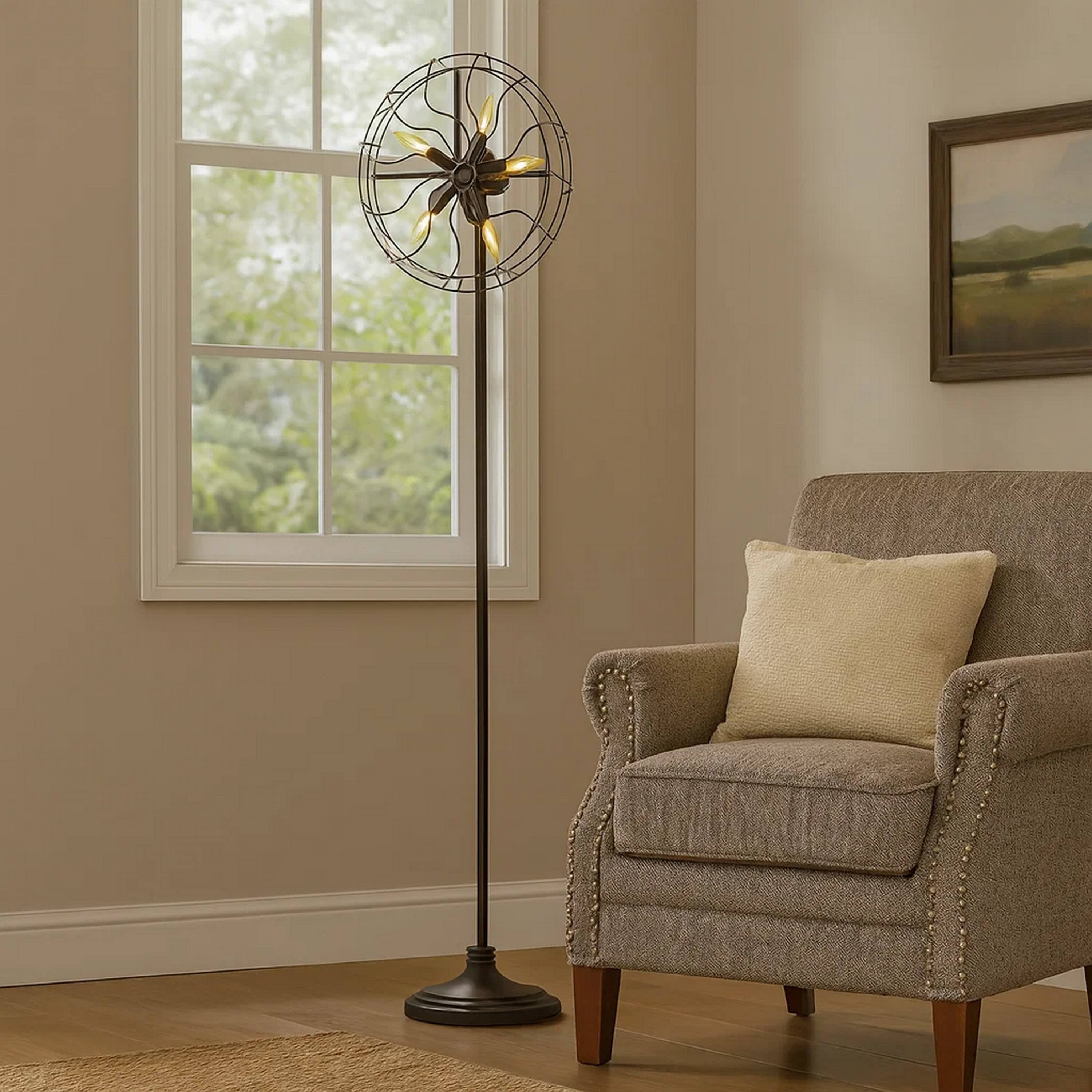 Alt View 3. Manhattan Lane - Quinn 63 Inch Accent Floor Lamp, Vintage Fan Design.