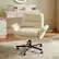 Left. Bestier - Ergonomic Cross-Legged Office Chair with Flip-Up Arms, Swivel Wheels & Adjustable Backrest for Computer Office Desk - Off-White PU leather.