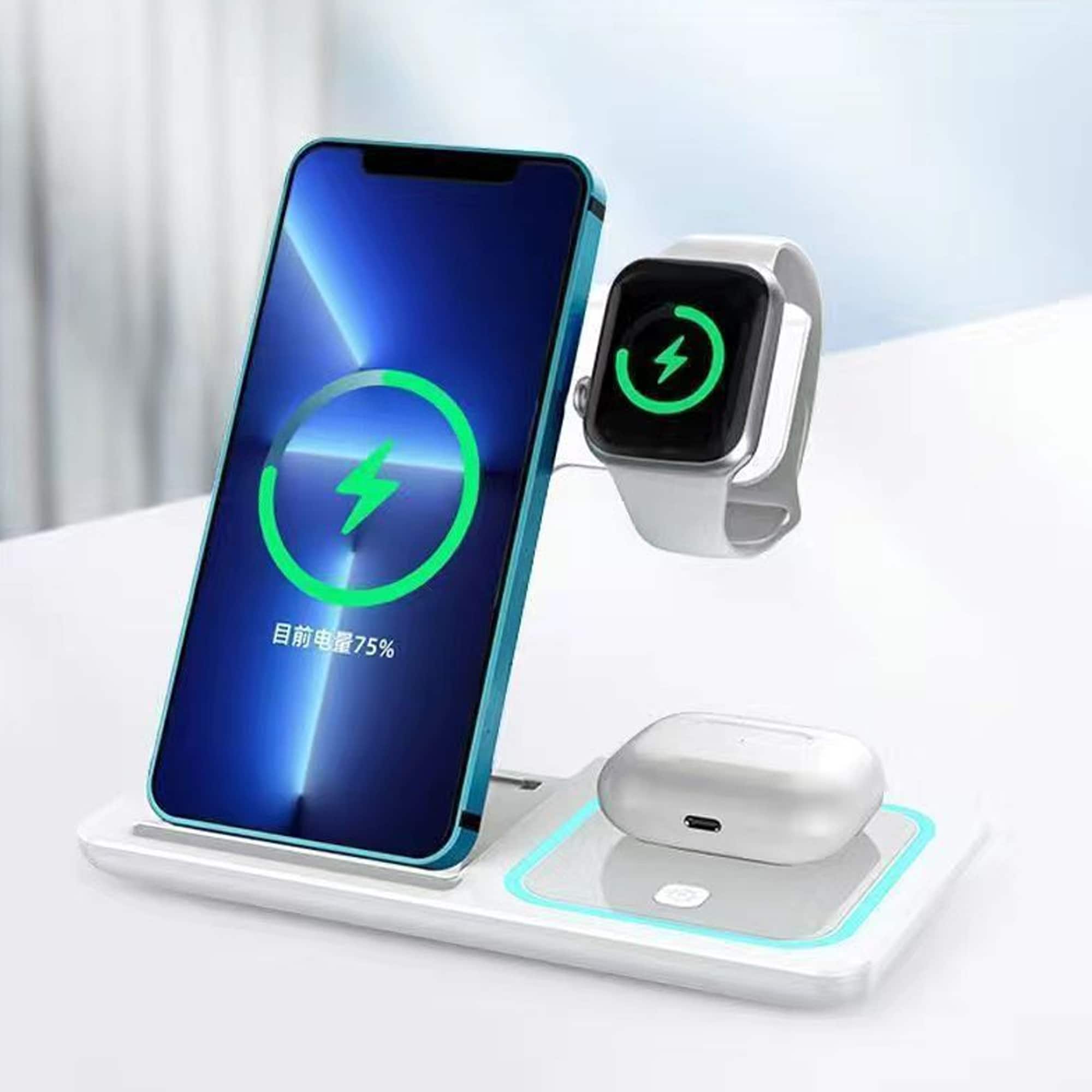 YONWAY - Foldable Wireless Charging Station, Phone Charging Dock Station with LED Night Light for iPhone, Watches, Airpods