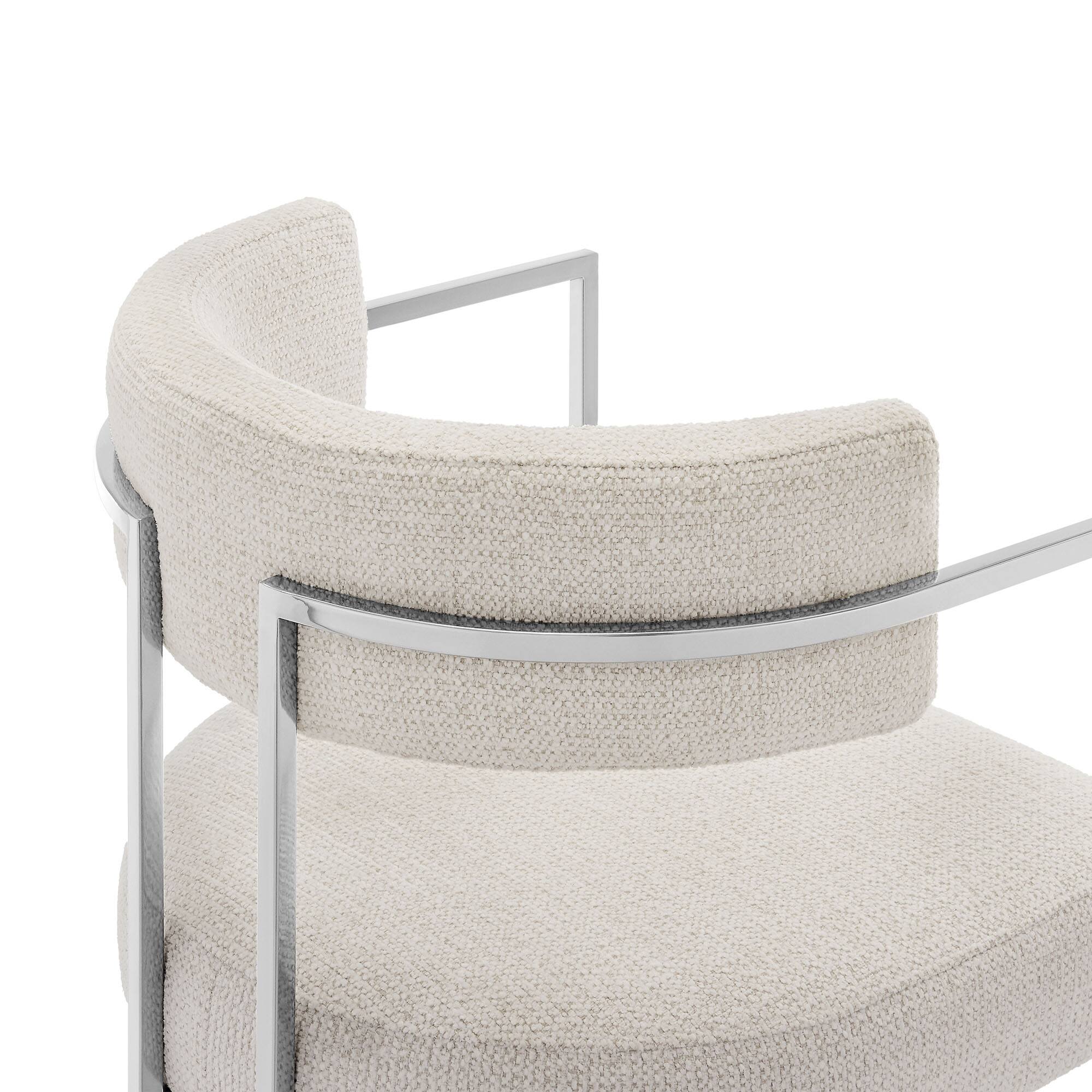 Alt View 4. Modway - Huron Curved Back Fabric and Metal Dining Accent Chair by Modway - White.