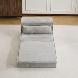 Boyel Living - Convertible Foam Floor Lounge Chair with Pillow - Light Gray