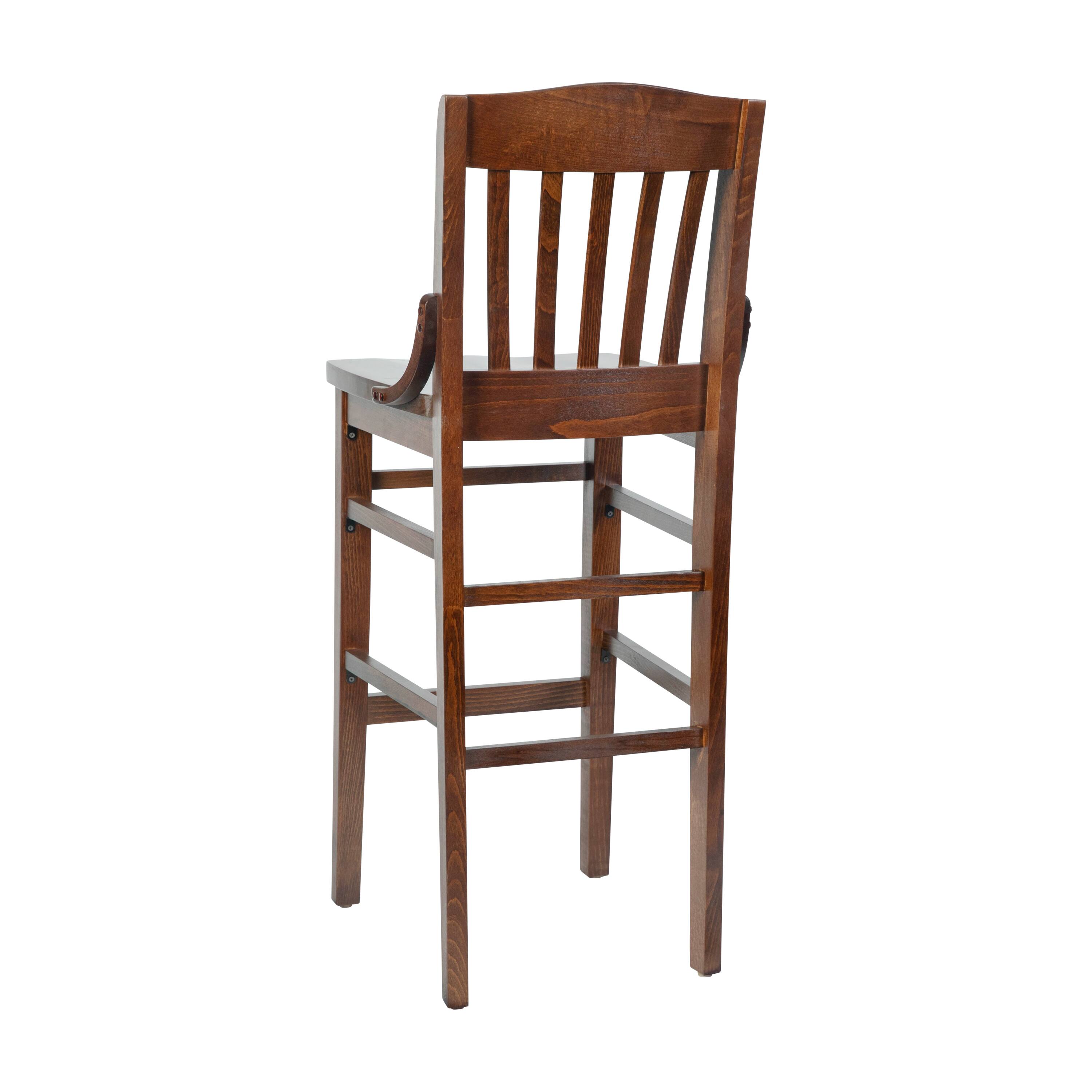 Alt View 6. Emma + Oliver - School House Back Wooden Restaurant Dining Barstool - Walnut.