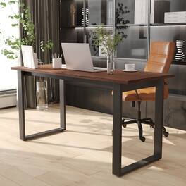Emma + Oliver - Remy 60x24 Dining or Gaming Table with Double Sided Laminate Table Top and Heavy Duty U-Frame Steel Base - Walnut