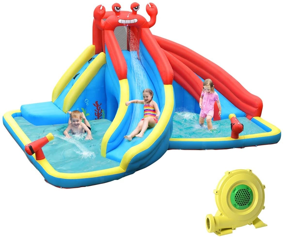 Ecooso - Inflatable Water Slide Bounce House w/ Water Cannon, Blower Included