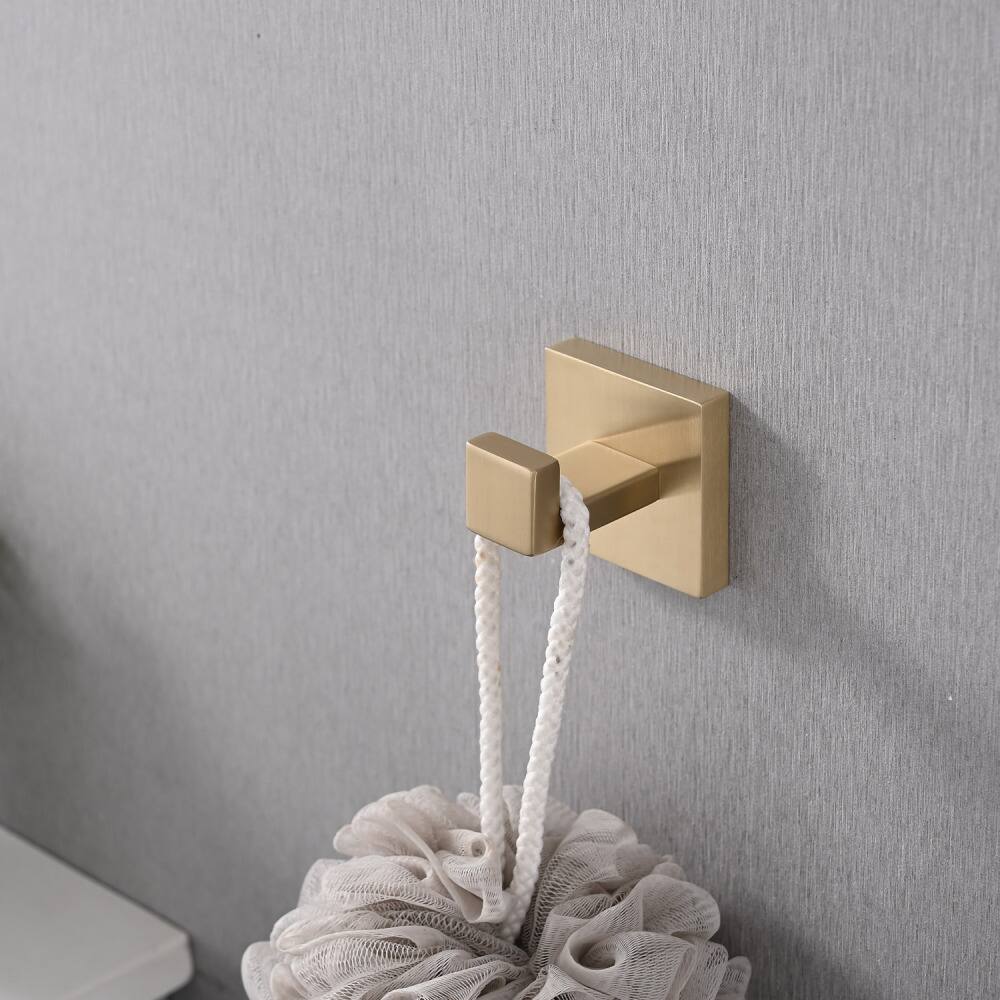 Left. JUJABU - 4- Piece Bathroom Hardware Set Brushed Gold - Brushed Gold.