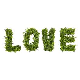 BreeBe - "LOVE" Boxwood Artificial Wall Decoration (Indoor/Outdoor) - Green
